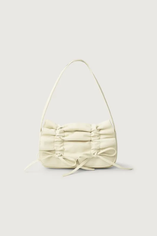 BOW-DETAILED RUCHED SHOULDER BAG sold by OAK AND FORT