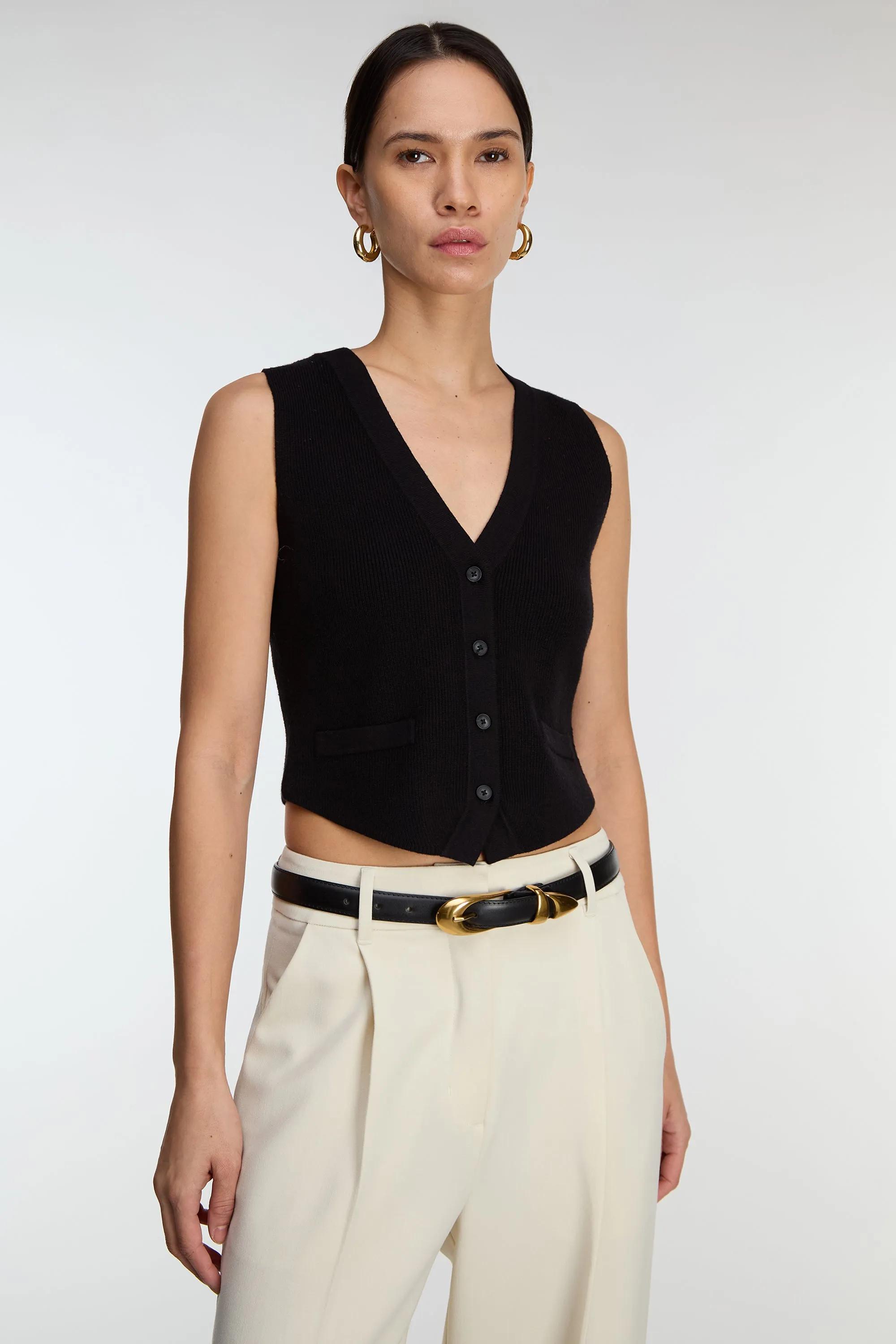 BUTTON FRONT KNIT VEST sold by OAK AND FORT