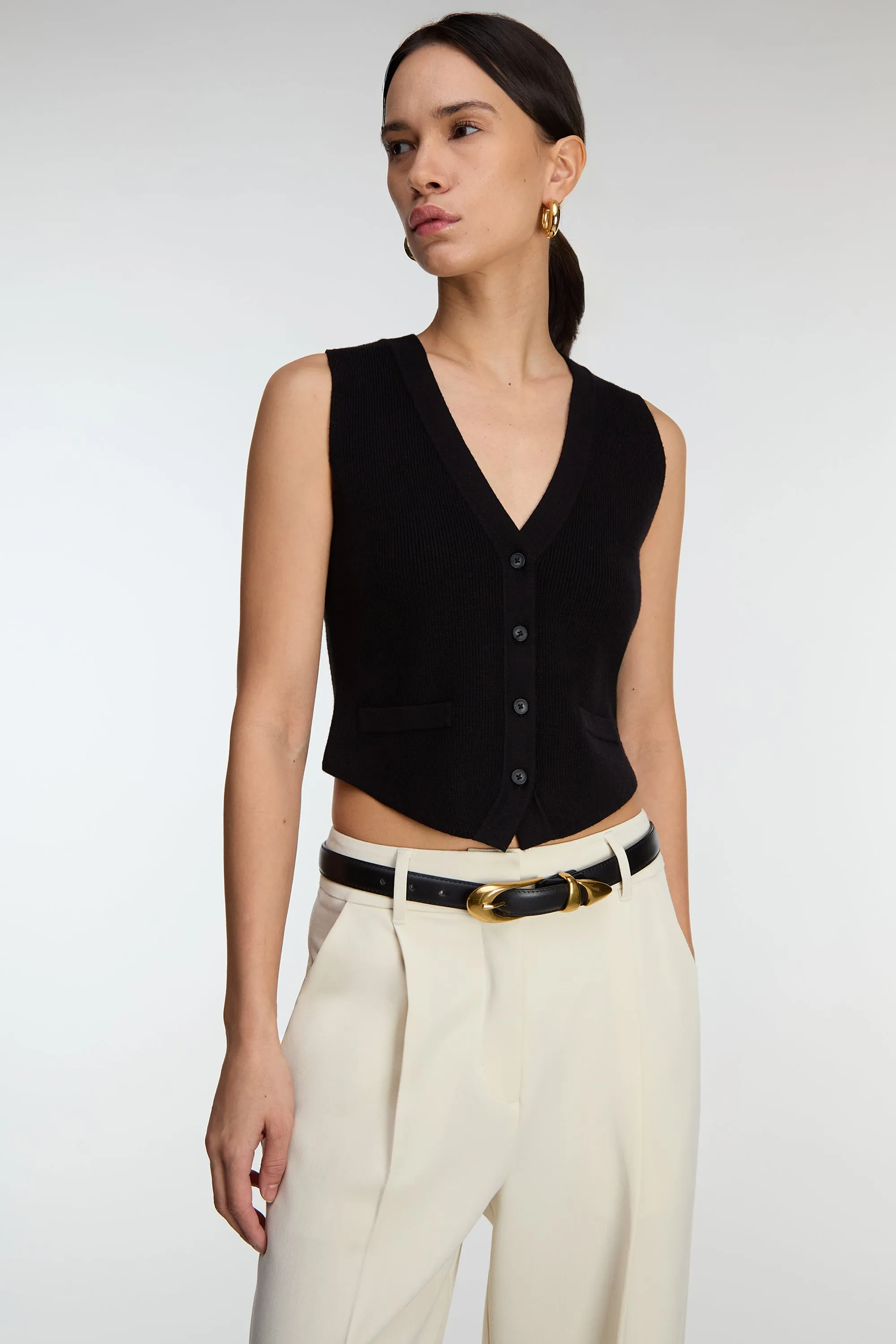 BUTTON FRONT KNIT VEST sold by OAK AND FORT product image thumbnail 2