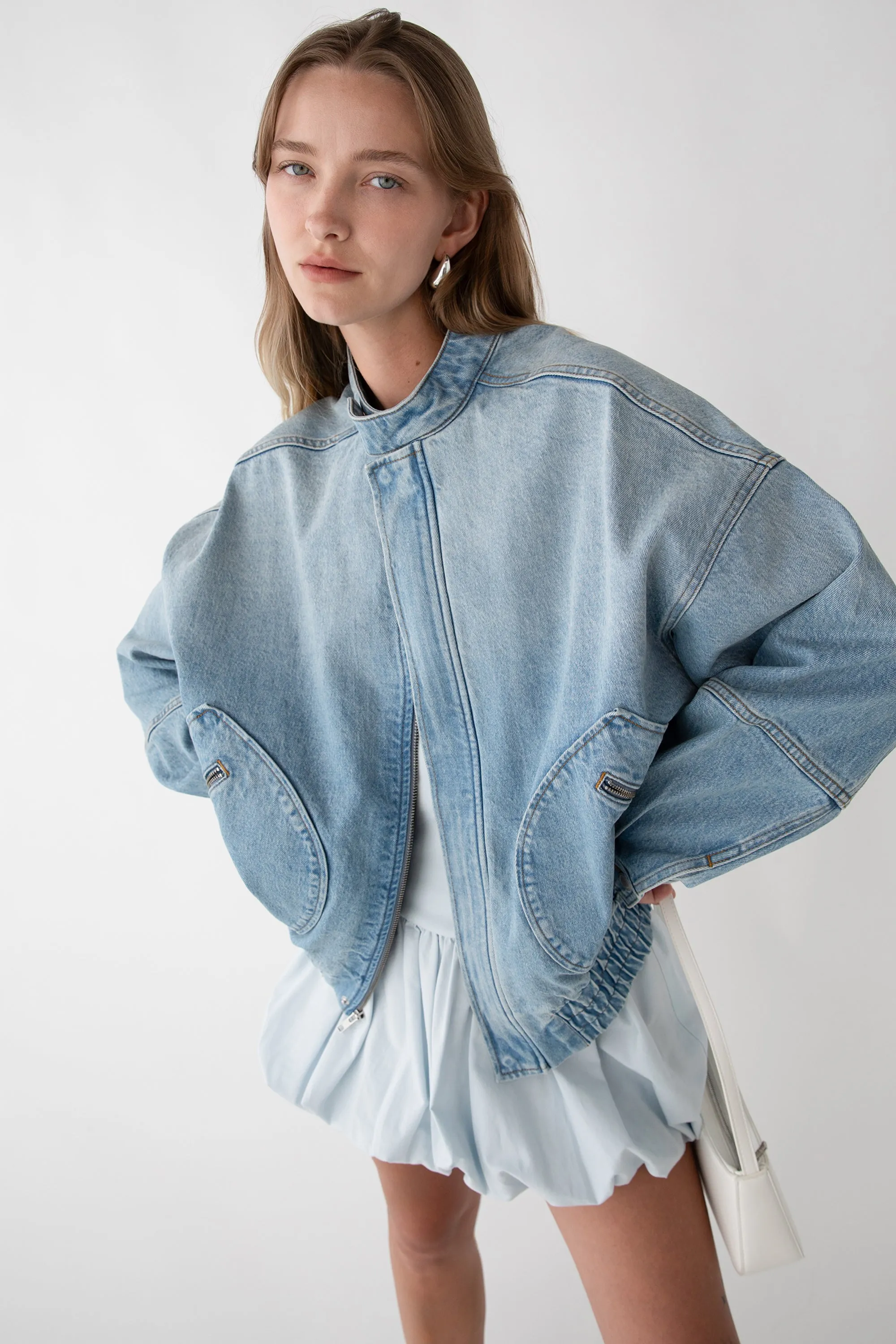 DENIM MOTO BOMBER JACKET sold by OAK AND FORT product image thumbnail 2