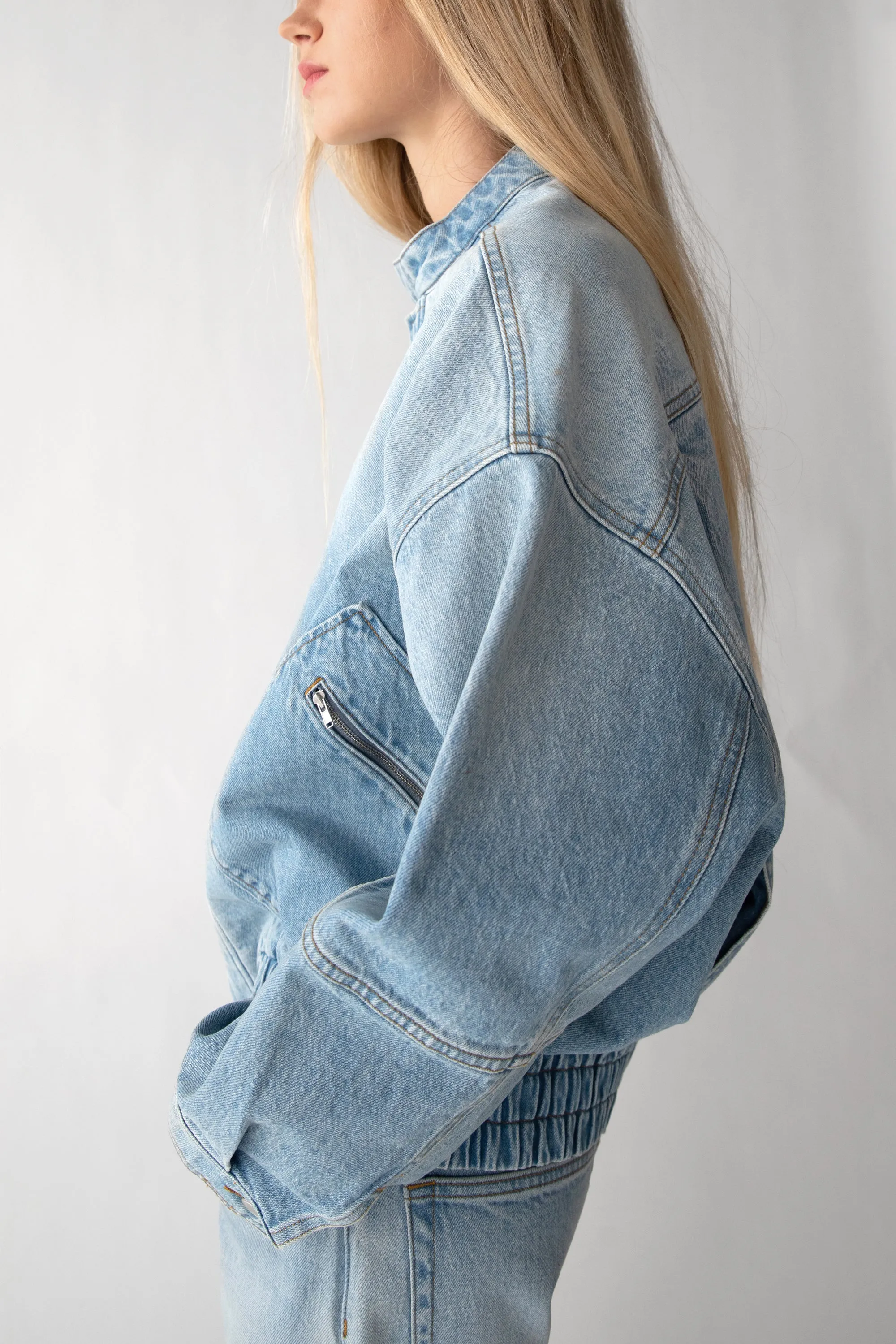 DENIM MOTO BOMBER JACKET sold by OAK AND FORT product image thumbnail 3