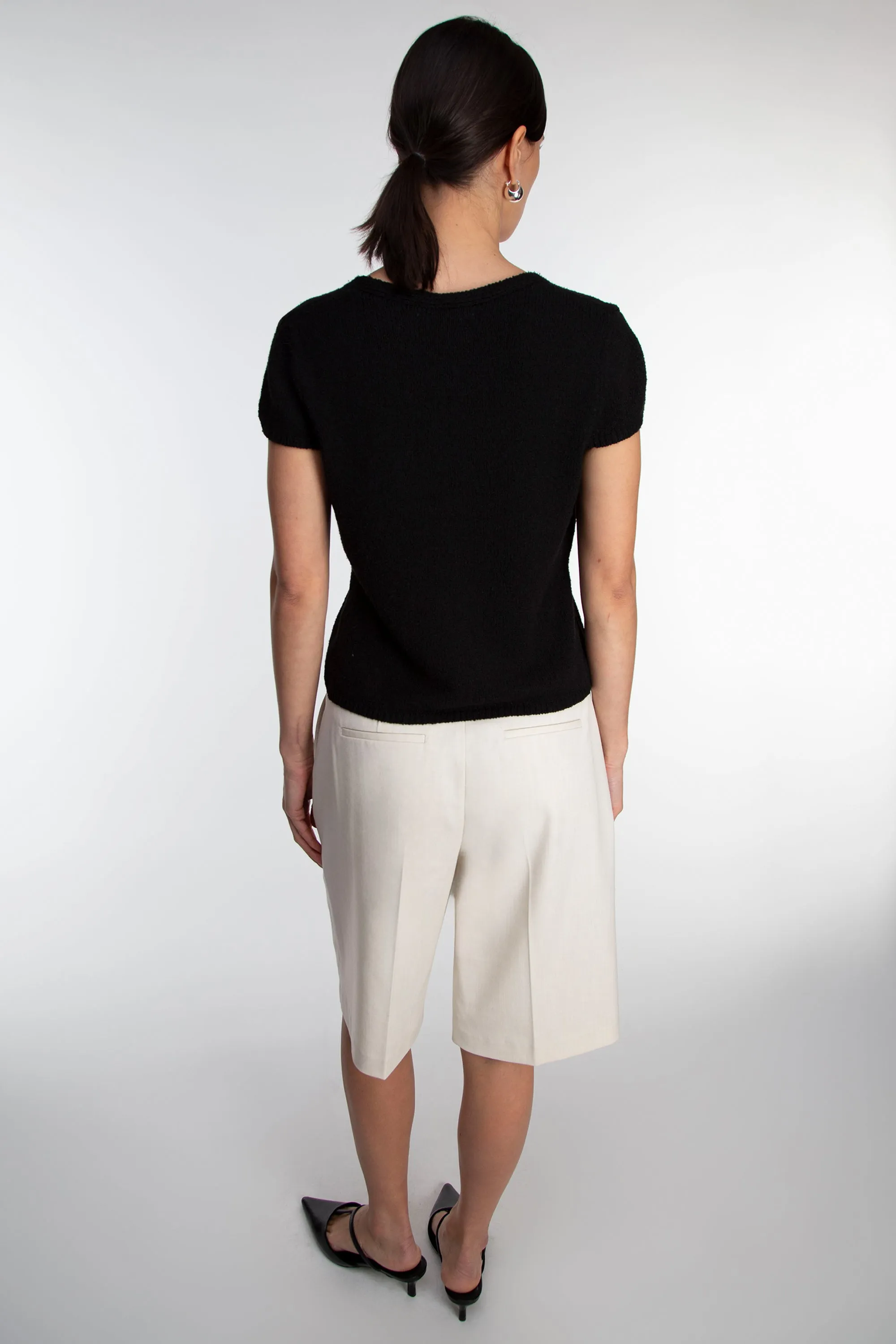 BUTTON FRONT CAP SLEEVE SWEATER sold by OAK AND FORT product image thumbnail 3