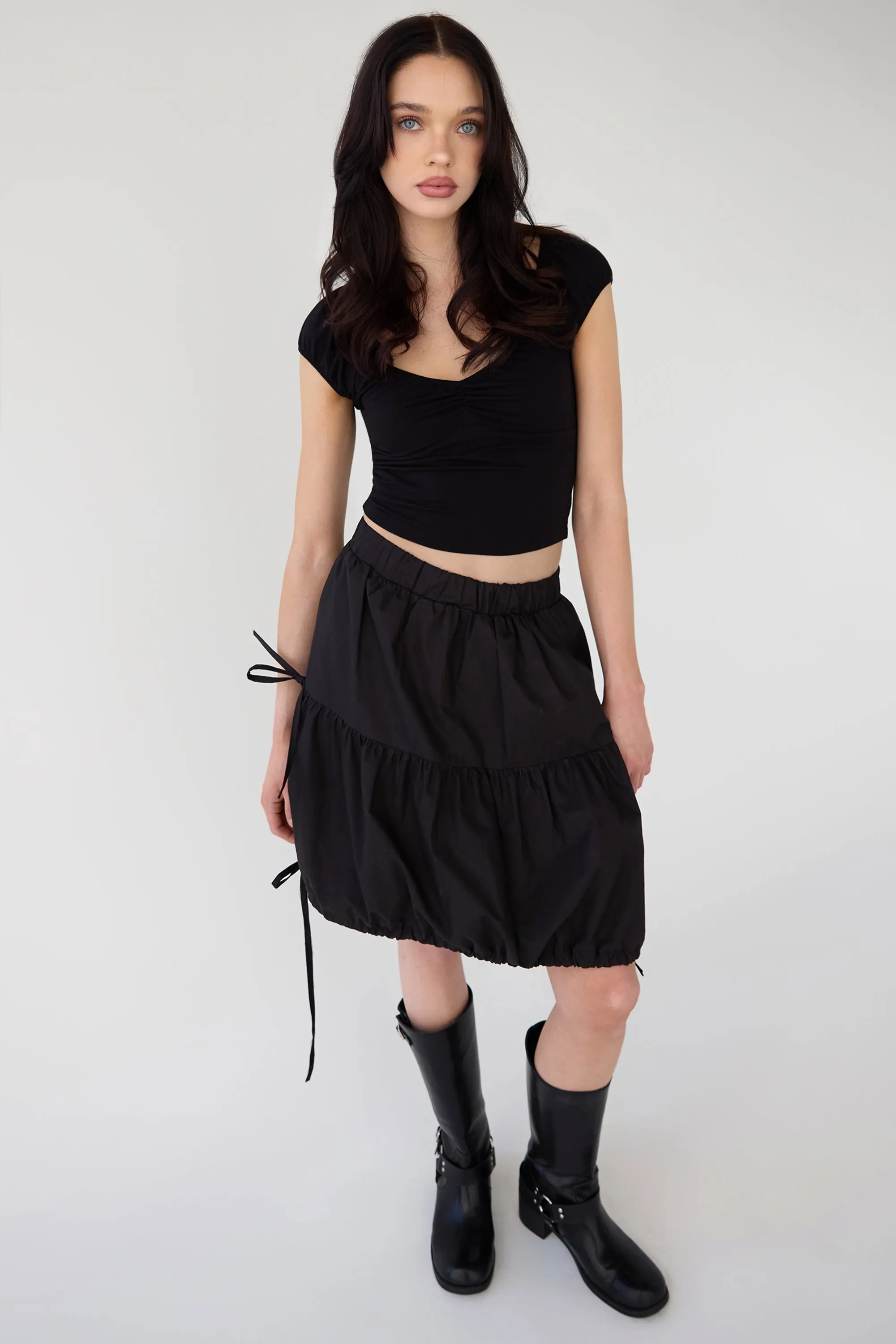 TIERED MINI SKIRT WITH BOWS sold by OAK AND FORT