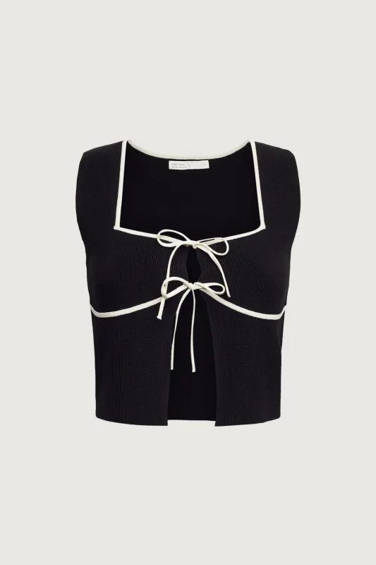 SQUARE NECK TIE FRONT KNIT TANK TOP sold by OAK AND FORT