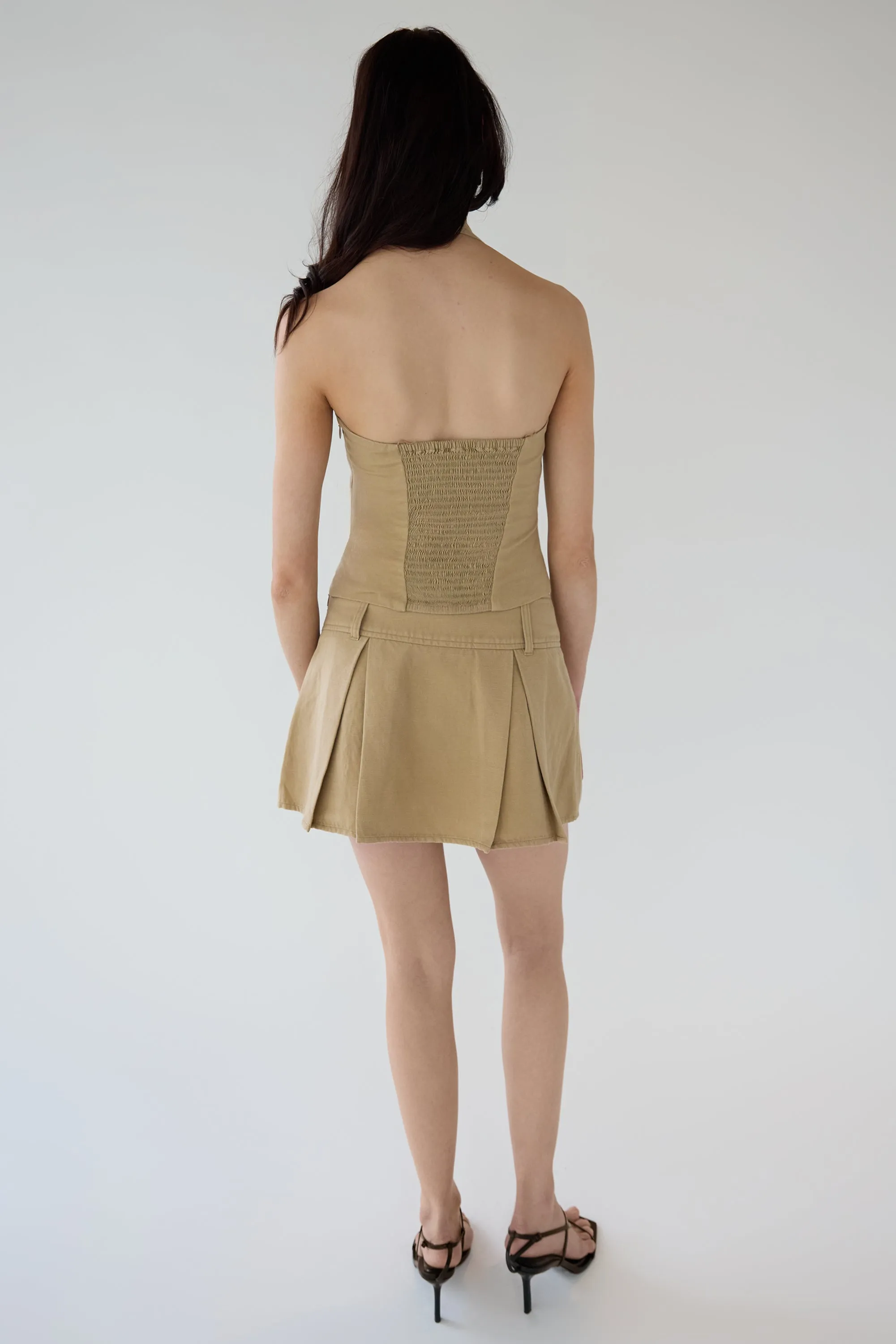 LINEN BLEND PLEATED MINI SKIRT sold by OAK AND FORT product image thumbnail 4