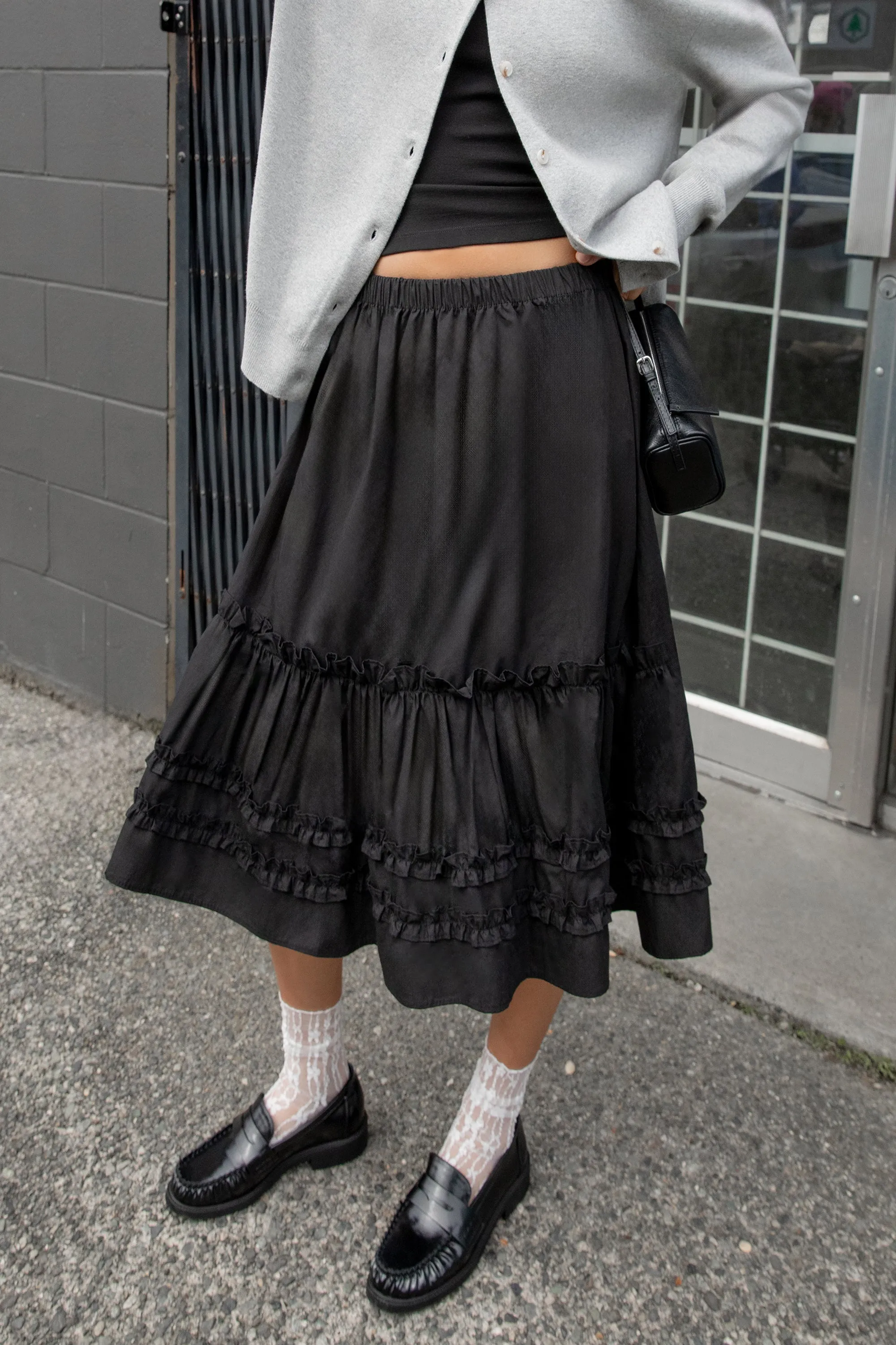 RUFFLED MIDI SKIRT sold by OAK AND FORT