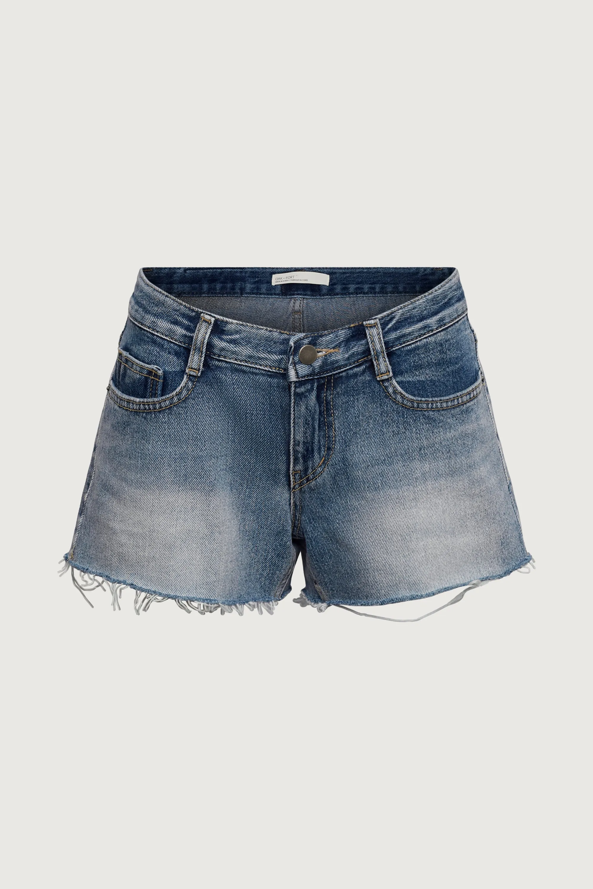 LOW RISE DENIM CUT OFF SHORTS sold by OAK AND FORT product image thumbnail 5