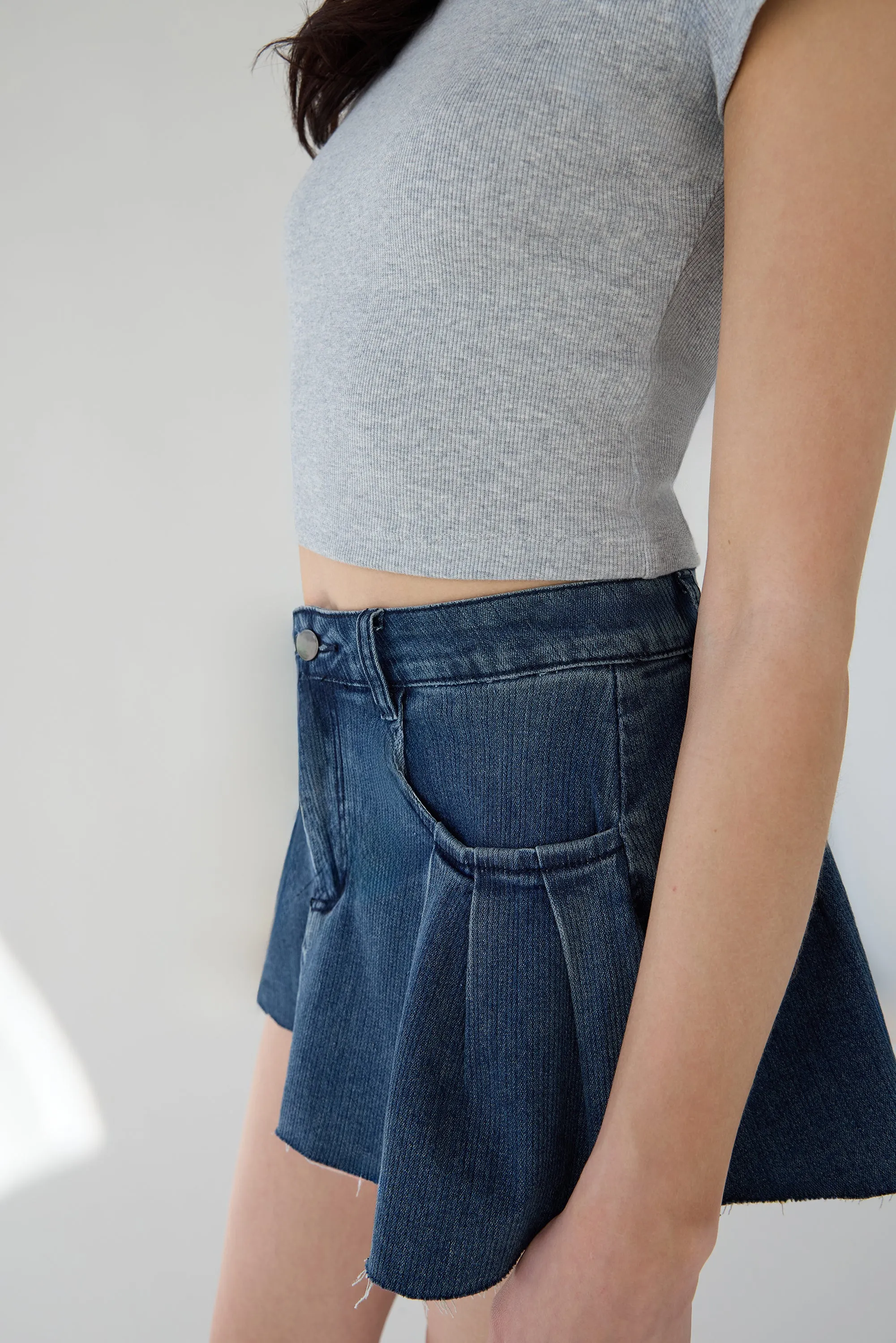 DENIM CORDUROY MINI SKORT sold by OAK AND FORT product image thumbnail 3