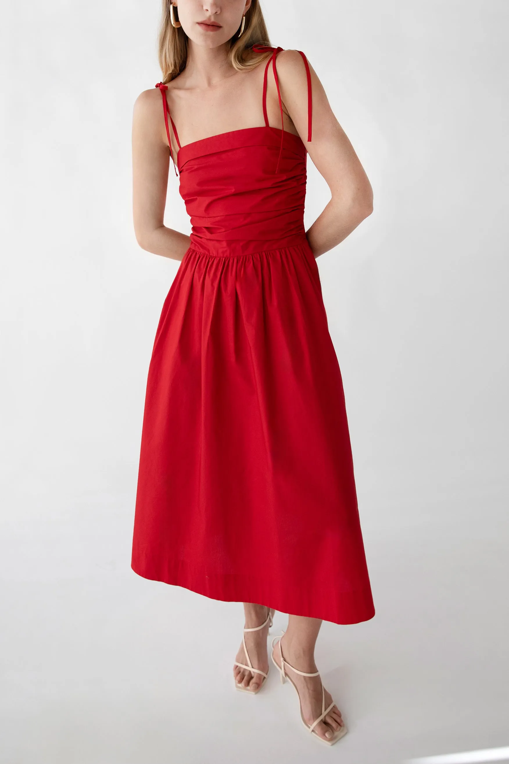 COTTON POPLIN SQUARE NECK MIDI DRESS sold by OAK AND FORT product image thumbnail 2