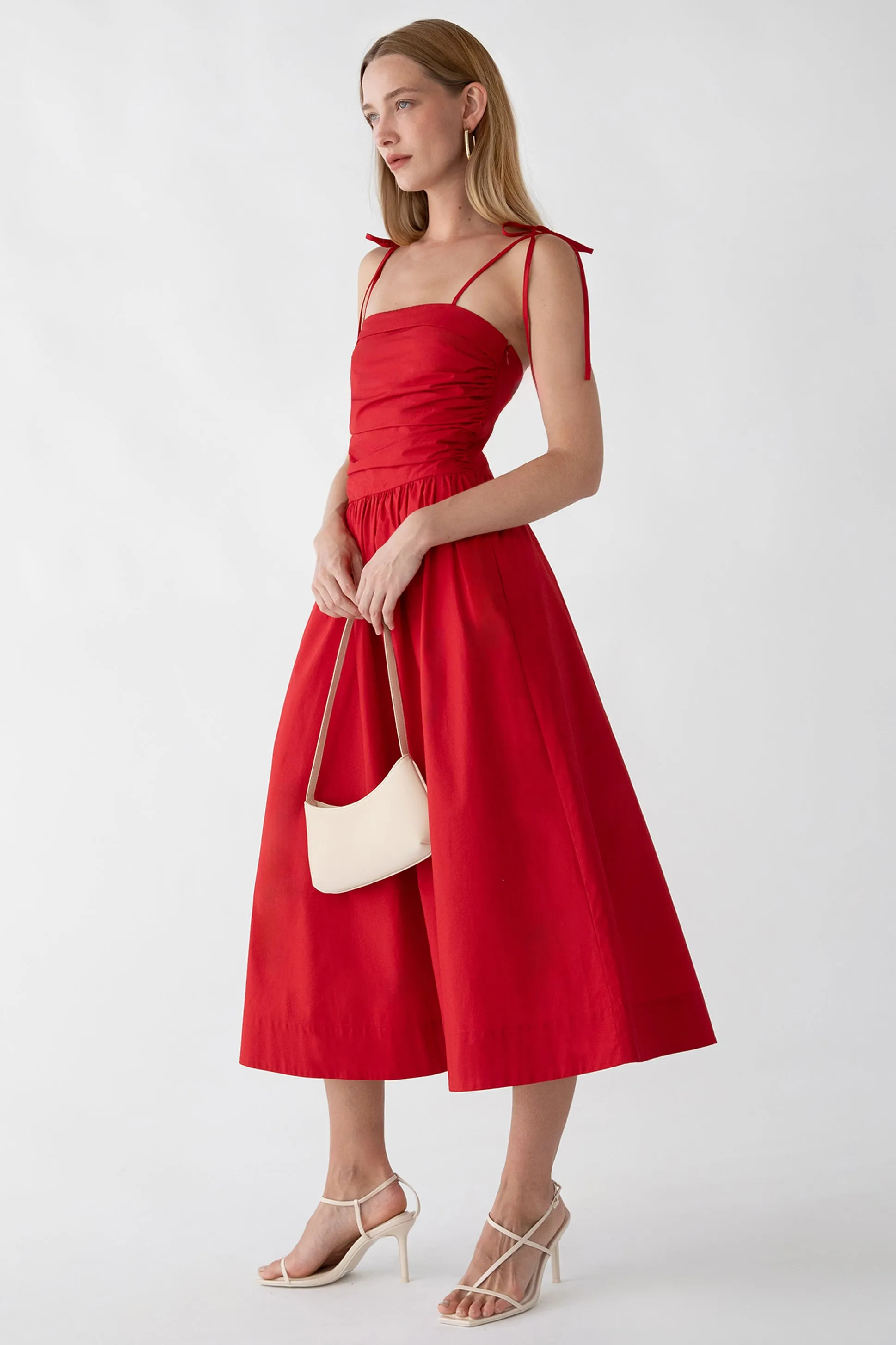 COTTON POPLIN SQUARE NECK MIDI DRESS sold by OAK AND FORT