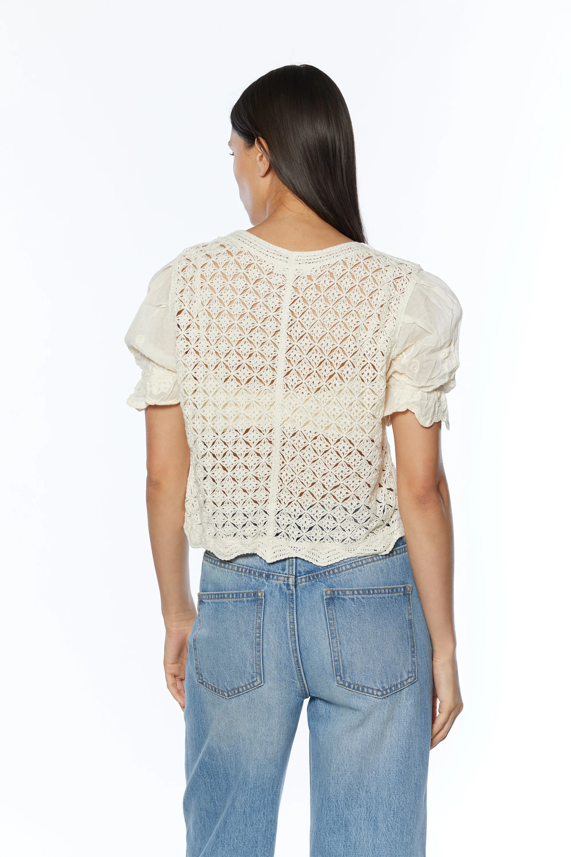 CROCHET CARDIGAN WITH FLORAL DETAIL sold by OAK AND FORT product image thumbnail 4