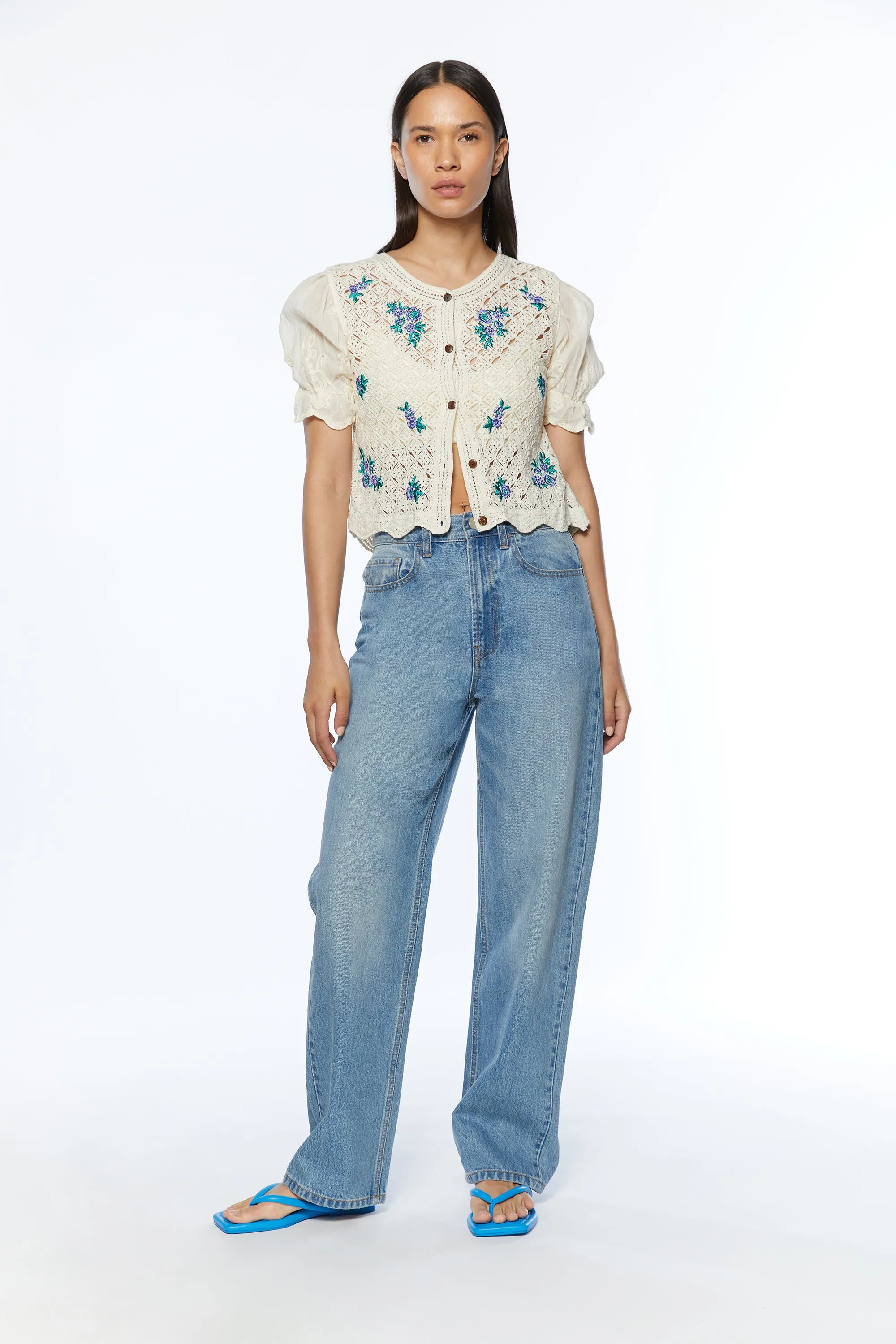 CROCHET CARDIGAN WITH FLORAL DETAIL sold by OAK AND FORT product image thumbnail 2