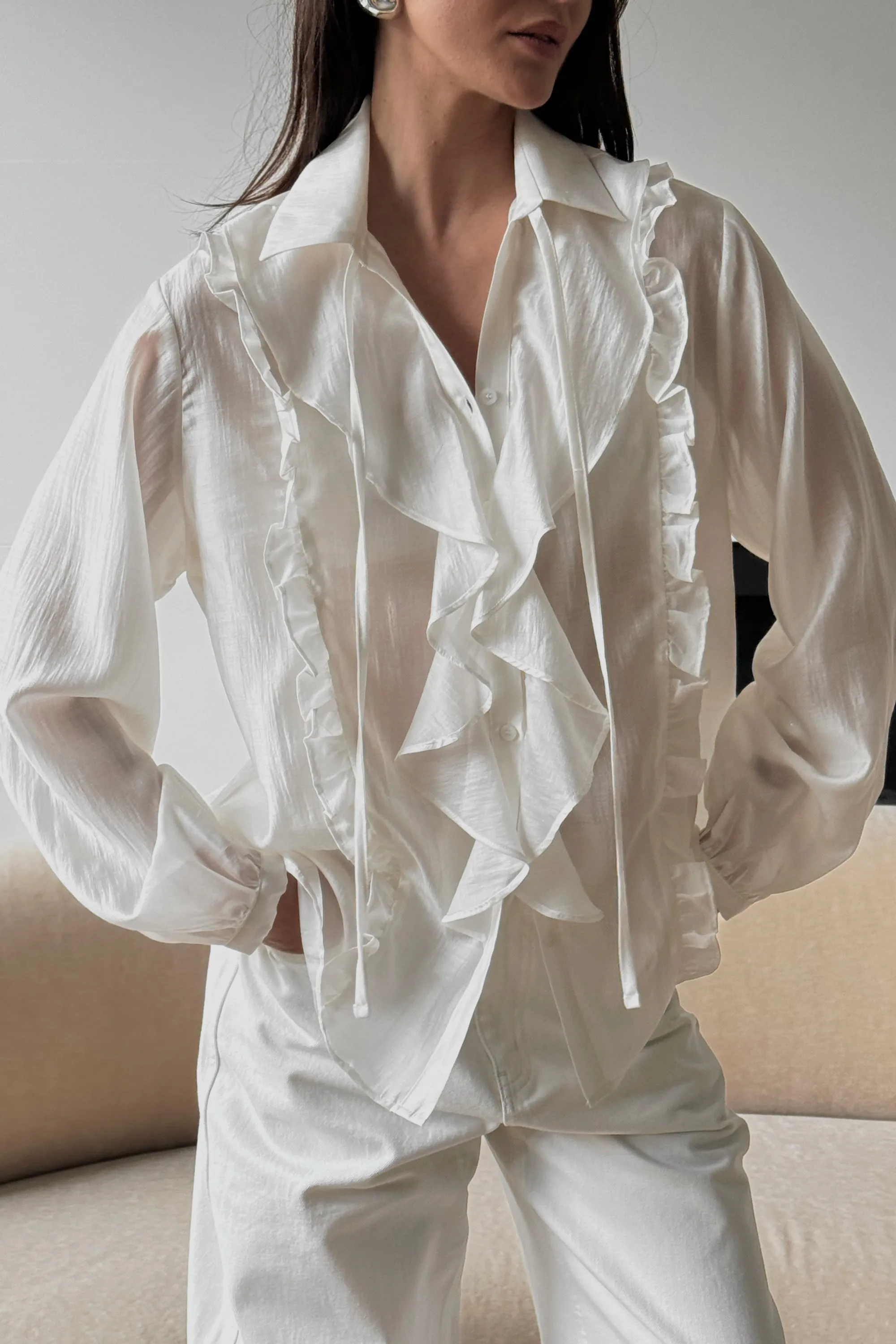 RUFFLE TIE BLOUSE sold by OAK AND FORT