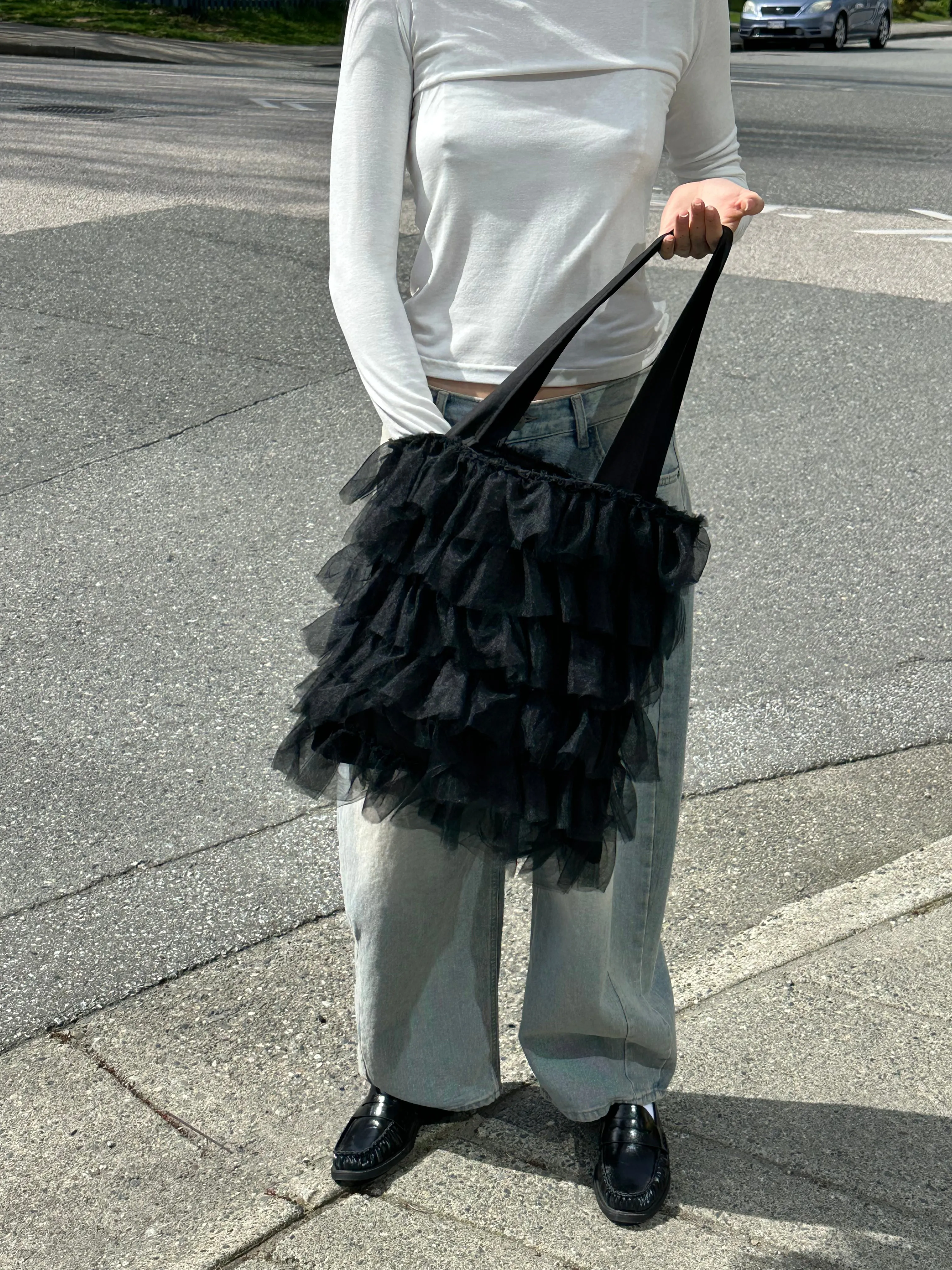 RUFFLE TULLE TOTE BAG sold by OAK AND FORT