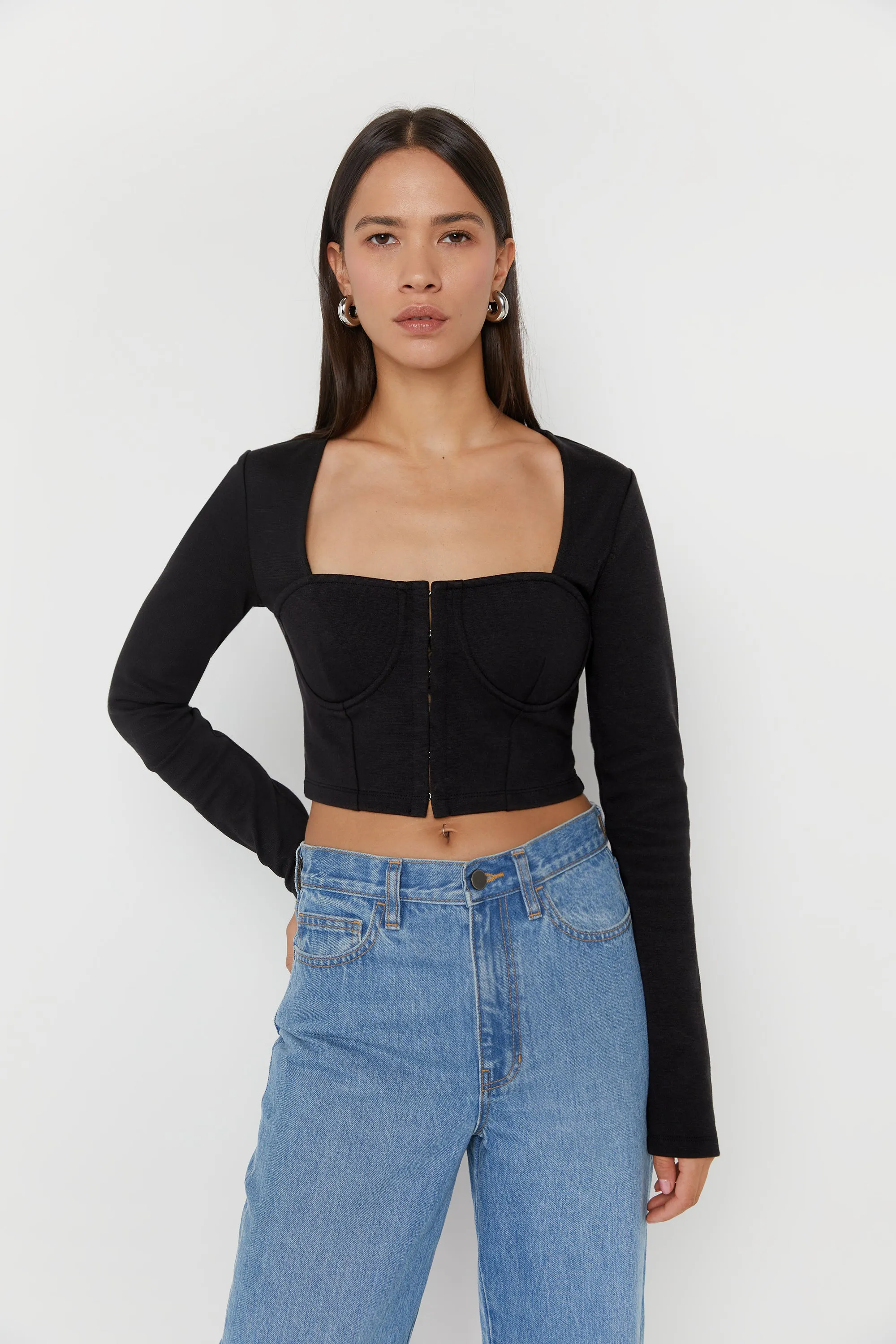 LONG SLEEVE BUSTIER TOP sold by OAK AND FORT product image thumbnail 3