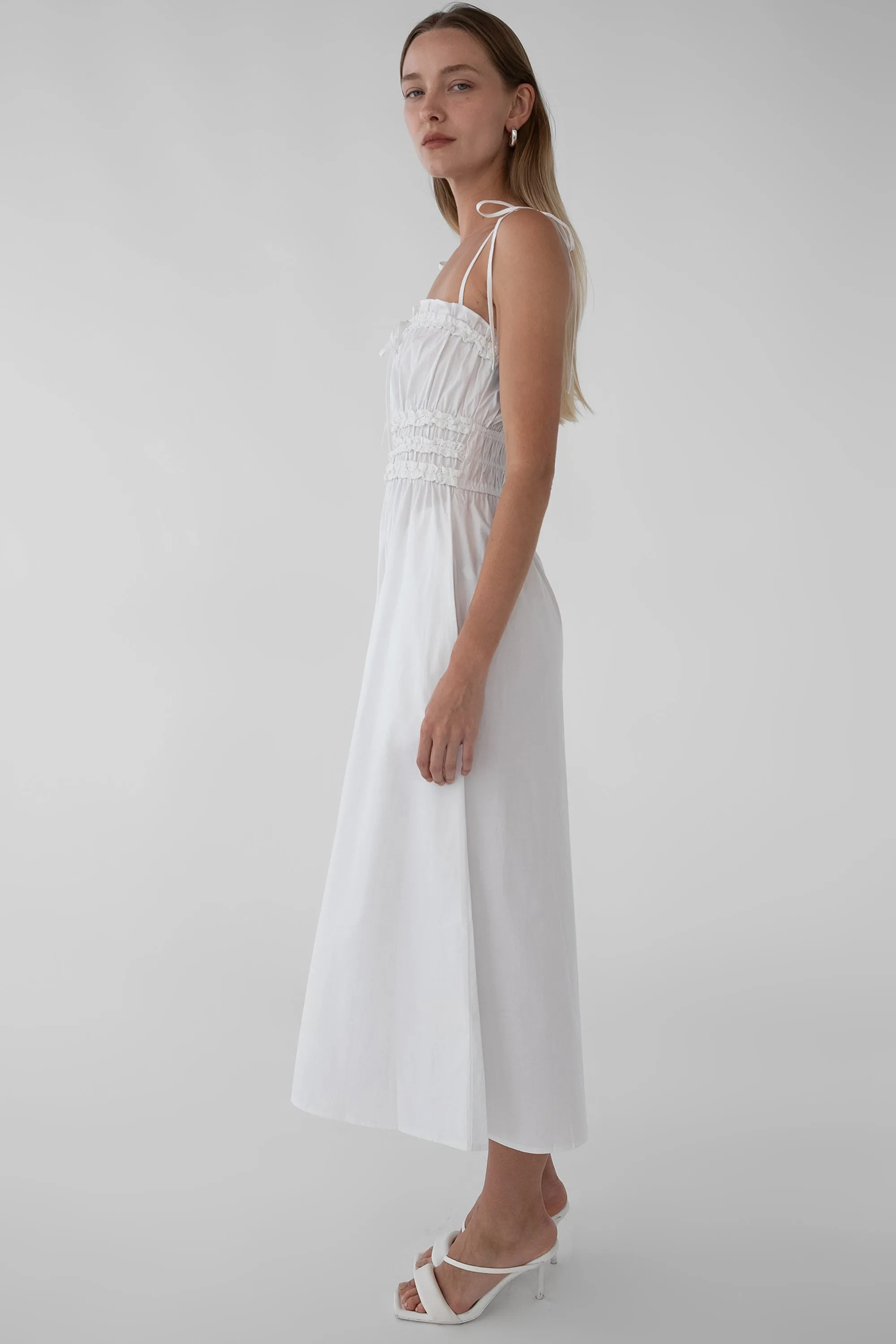 SHIRRED BODICE MIDI DRESS sold by OAK AND FORT product image thumbnail 3