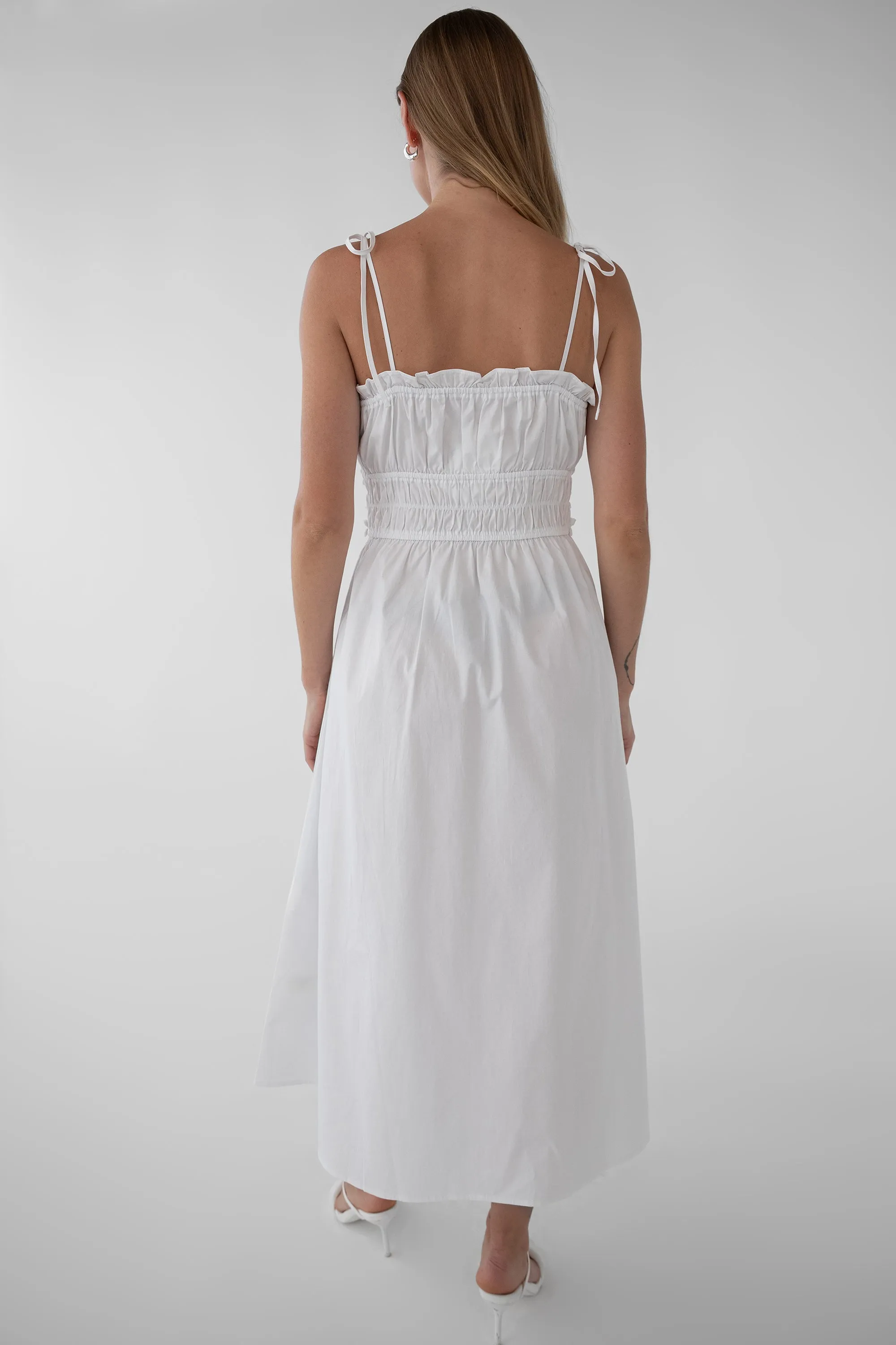 SHIRRED BODICE MIDI DRESS sold by OAK AND FORT product image thumbnail 4