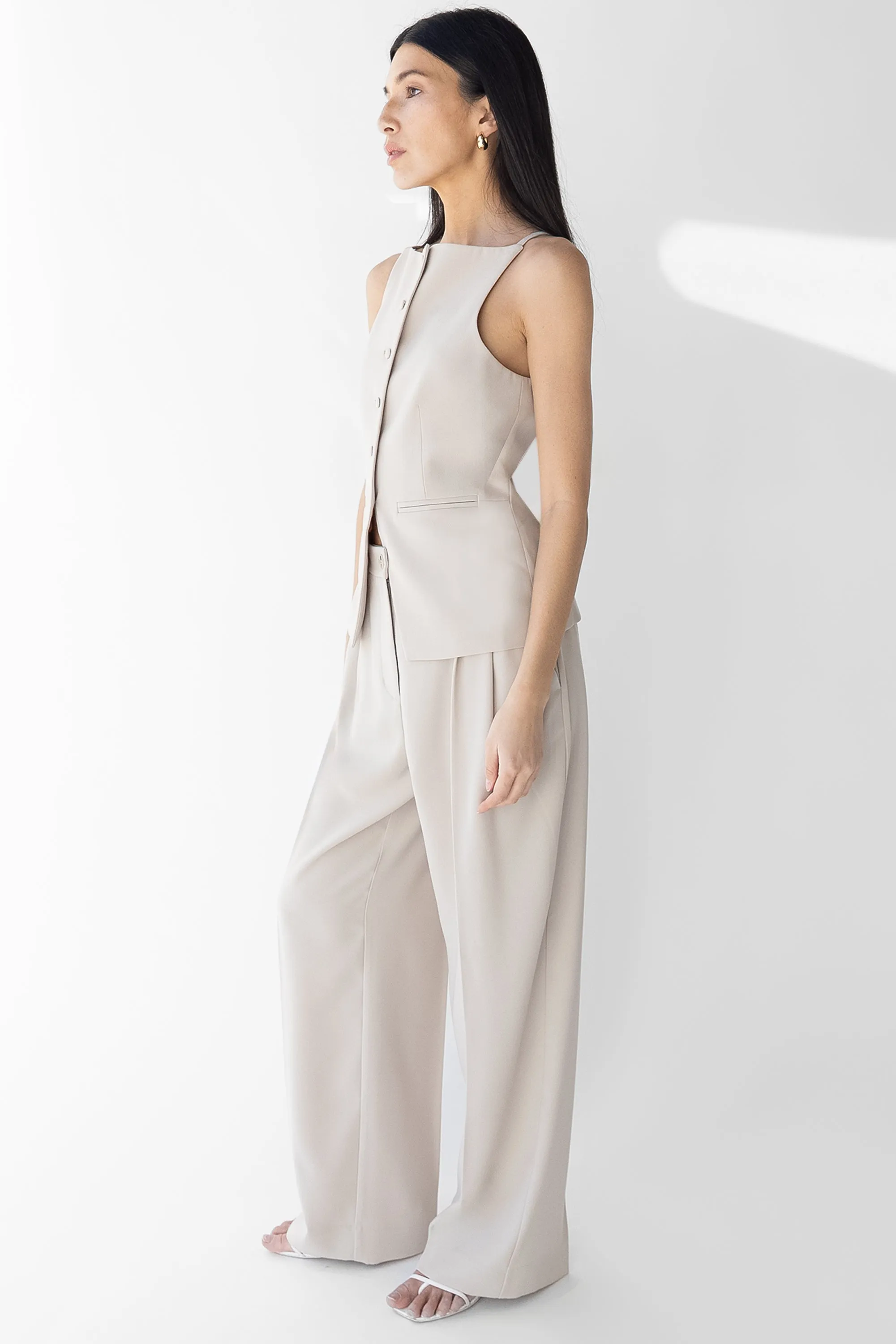 HIGH NECKLINE BUTTON VEST sold by OAK AND FORT product image thumbnail 3