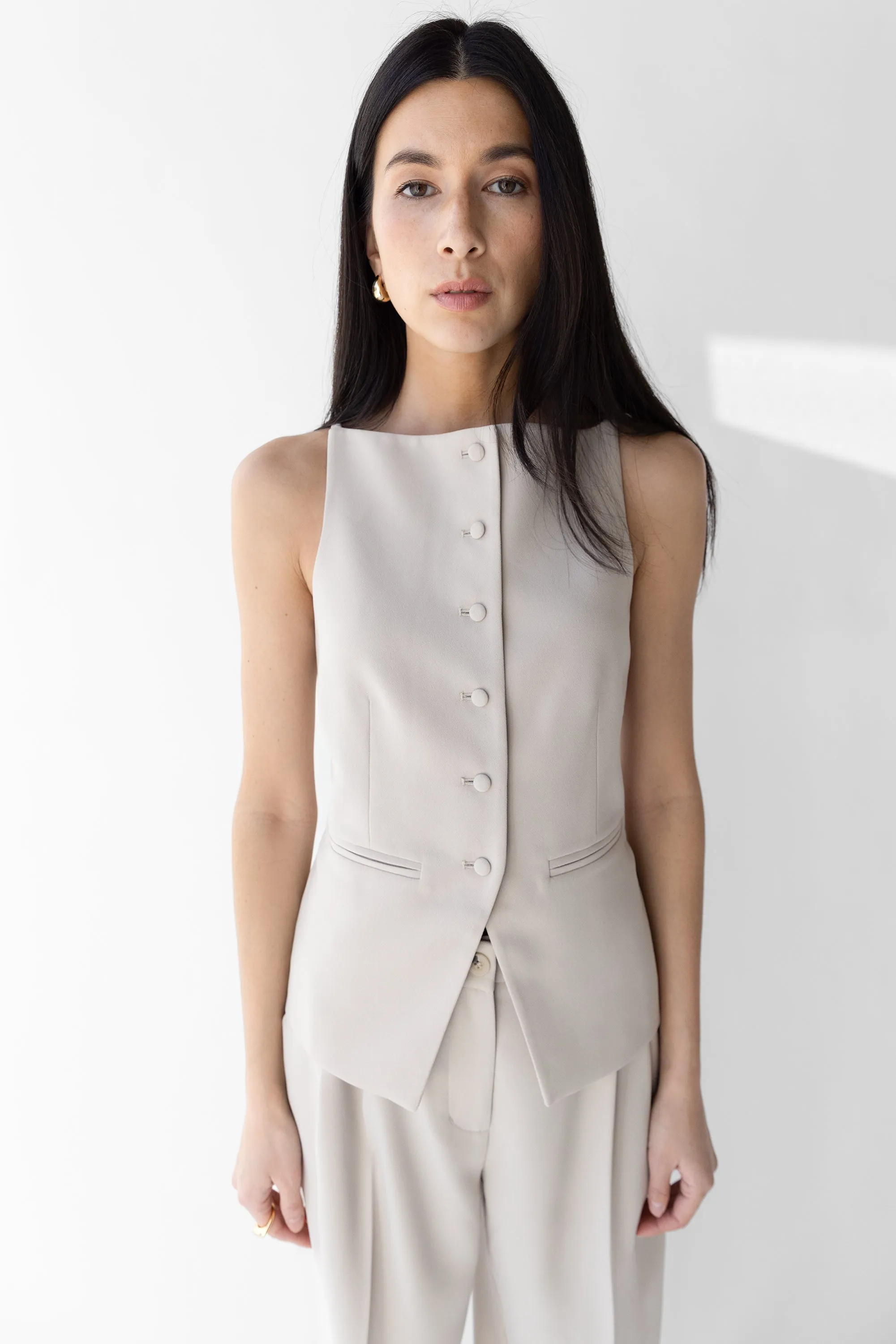 HIGH NECKLINE BUTTON VEST sold by OAK AND FORT product image thumbnail 2