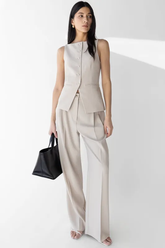 HIGH NECKLINE BUTTON VEST sold by OAK AND FORT