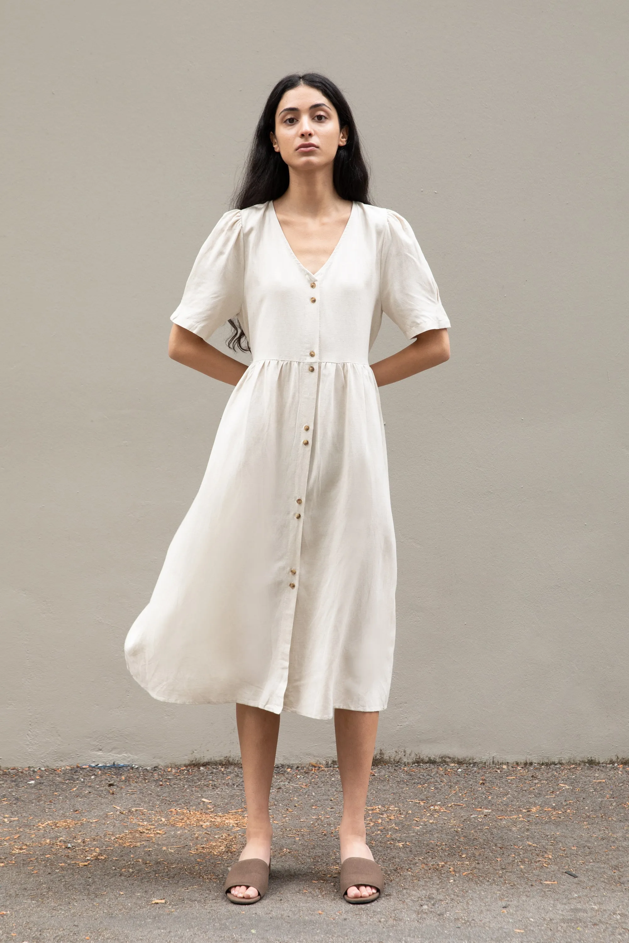 BUTTON FRONT MIDI DRESS sold by OAK AND FORT
