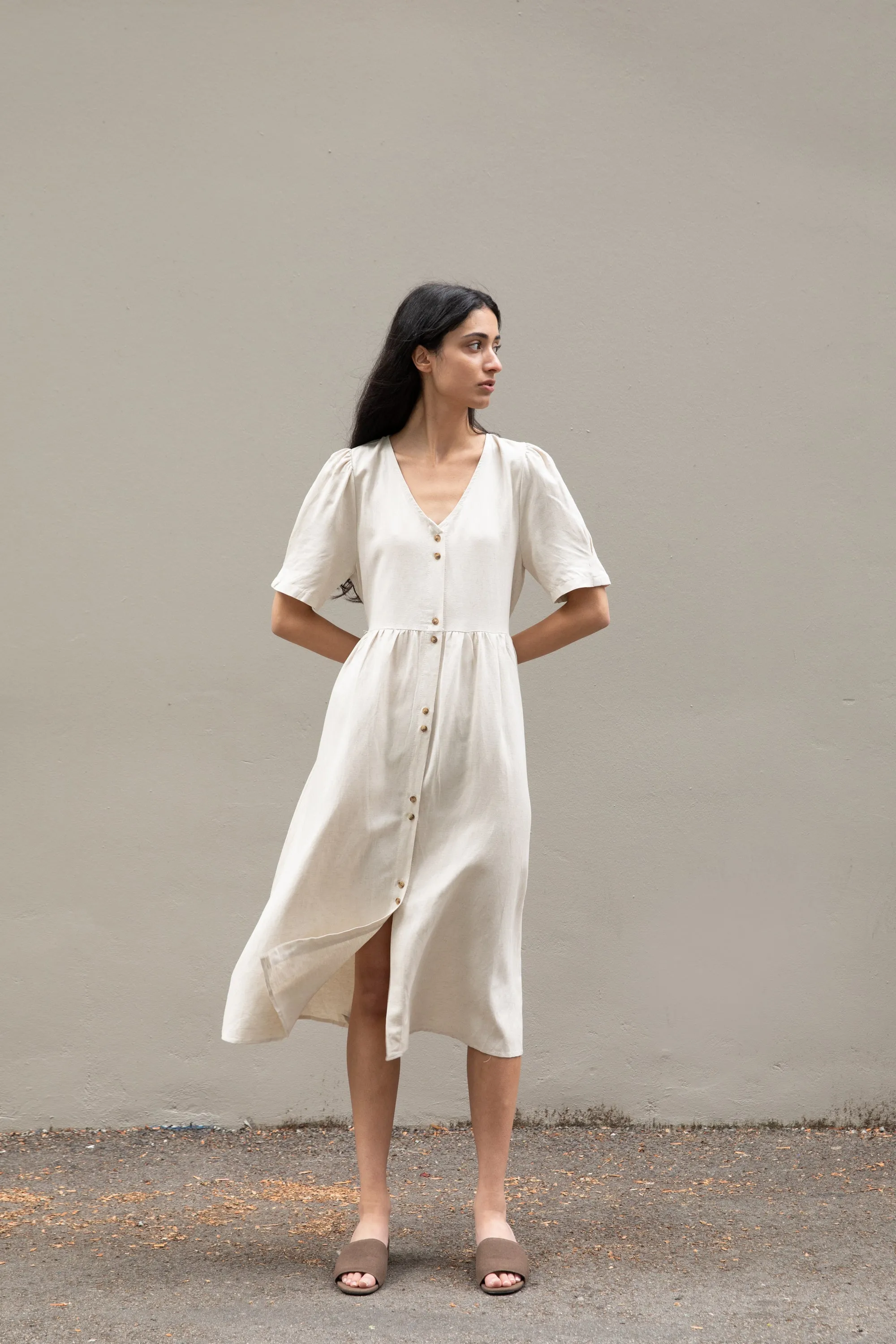 BUTTON FRONT MIDI DRESS sold by OAK AND FORT product image thumbnail 3