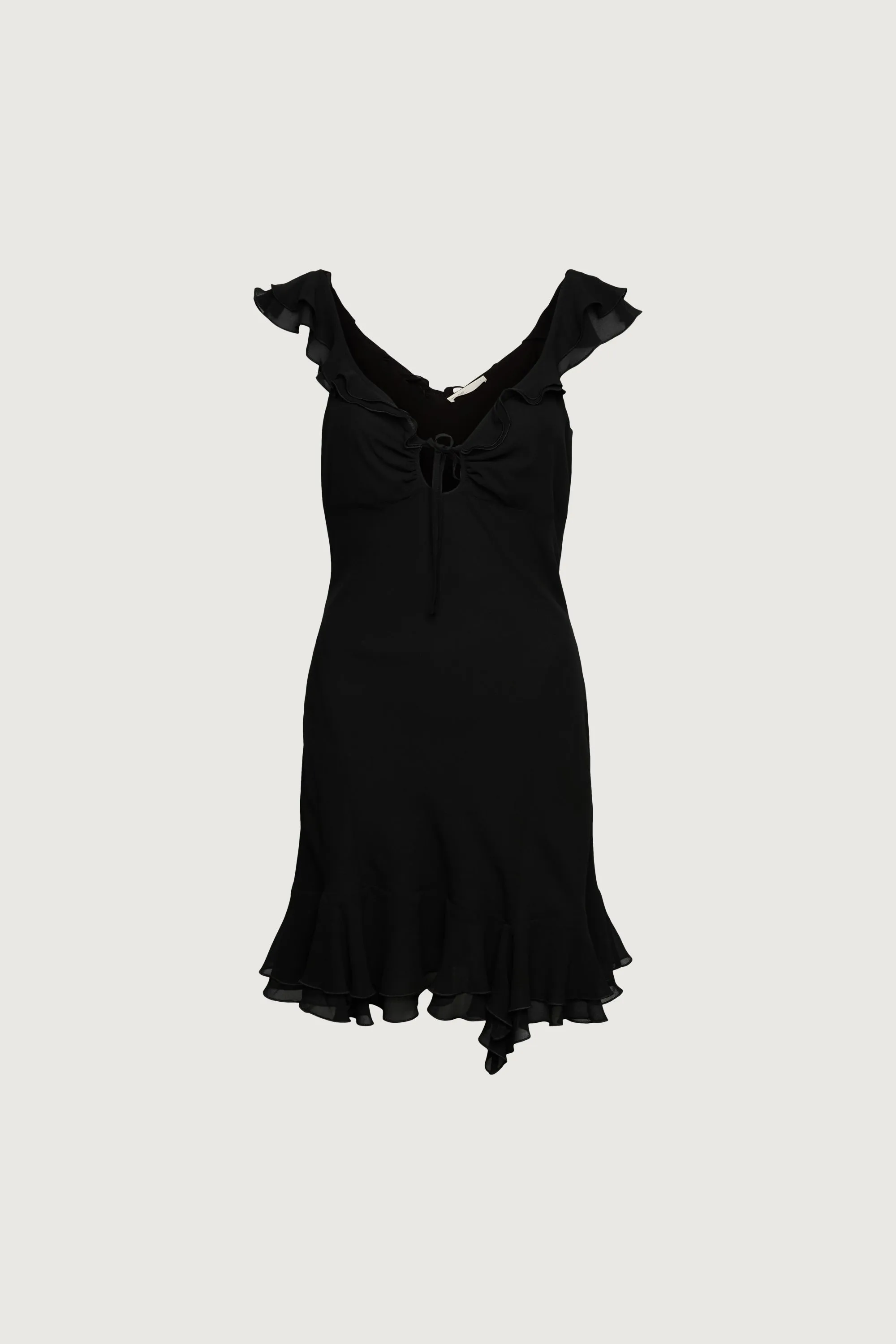 RUFFLED TRIM CHIFFON MINI DRESS sold by OAK AND FORT