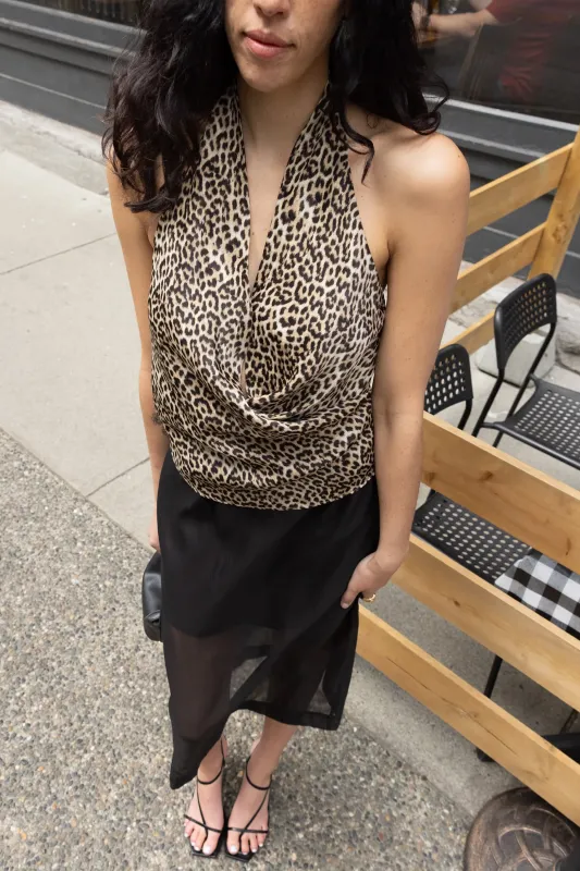 SATIN HALTER COWL NECK TOP sold by OAK AND FORT