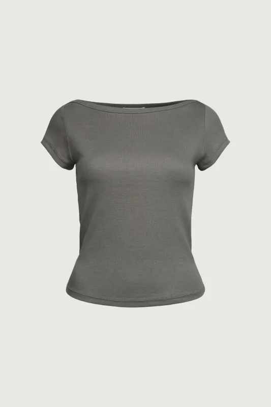 SOFT MODAL RIBBED BOATNECK TOP sold by OAK AND FORT