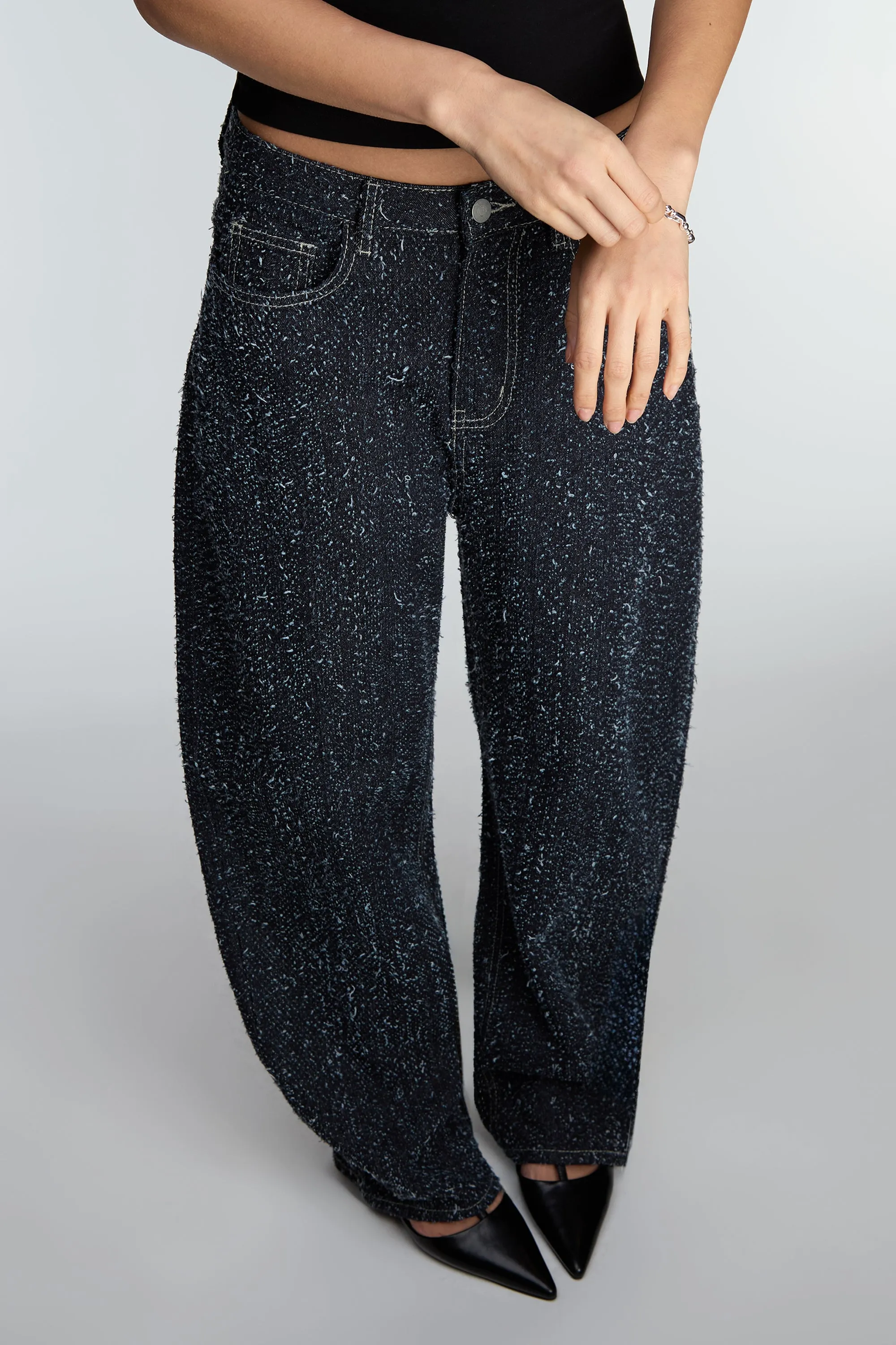 29" BOUCLE TEXTURED BARREL JEAN sold by OAK AND FORT