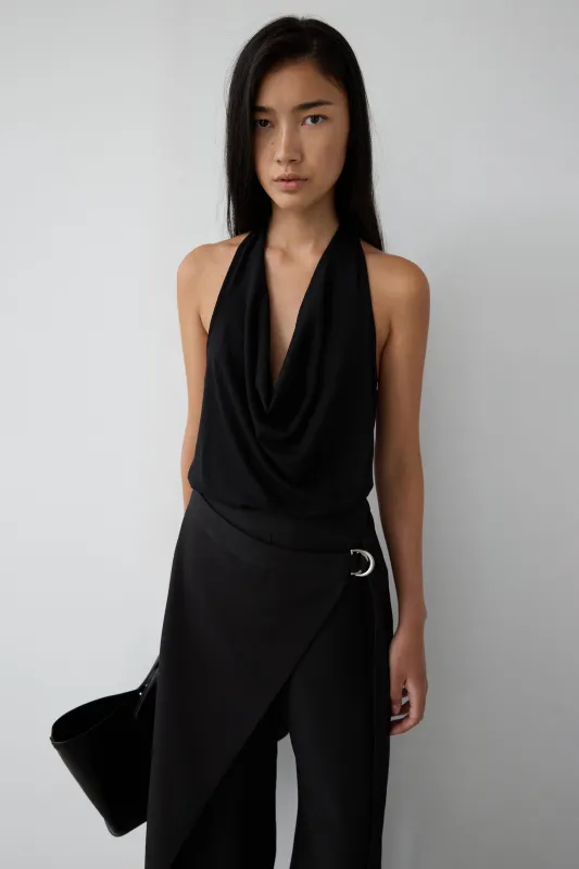 RAYON BLEND TIE NECK HALTER TOP sold by OAK AND FORT
