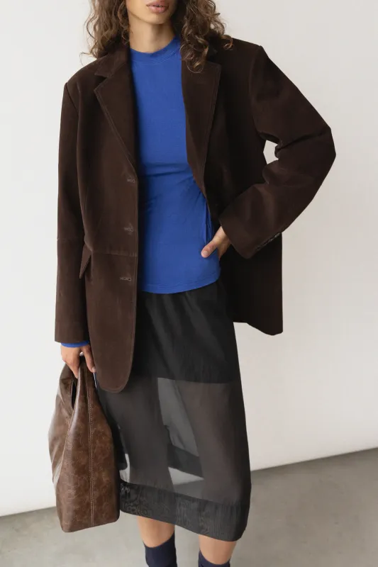 PANELED VEGAN SUEDE BLAZER made by OAK AND FORT