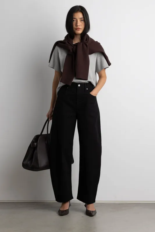 CROPPED LENGTH TWILL BARREL LEG PANT sold by OAK AND FORT