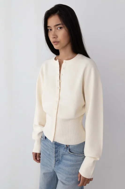 CINCHED WAIST BUTTON FRONT CARDIGAN sold by OAK AND FORT