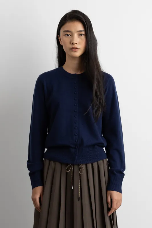 KNIT COVERED BUTTON FRONT CARDIGAN sold by OAK AND FORT