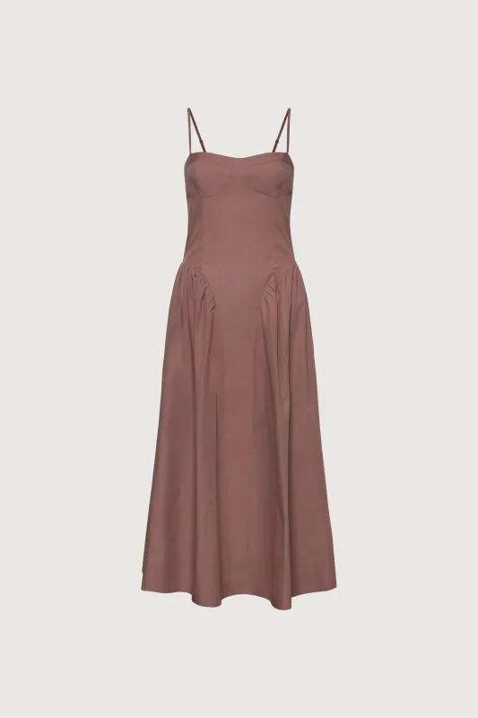 COTTON POPLIN CORSET MIDI DRESS sold by OAK AND FORT