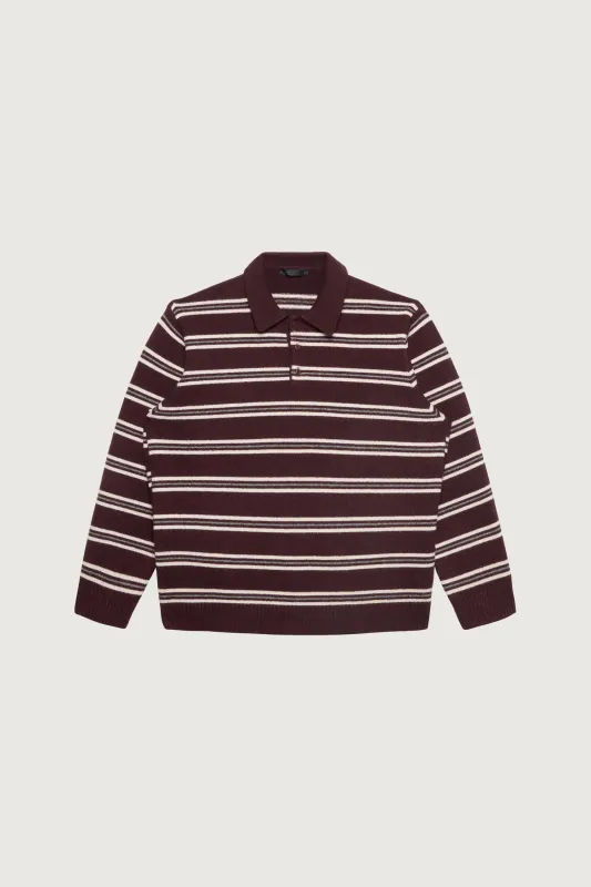 STRIPED LONG SLEEVE POLO SWEATER sold by OAK AND FORT