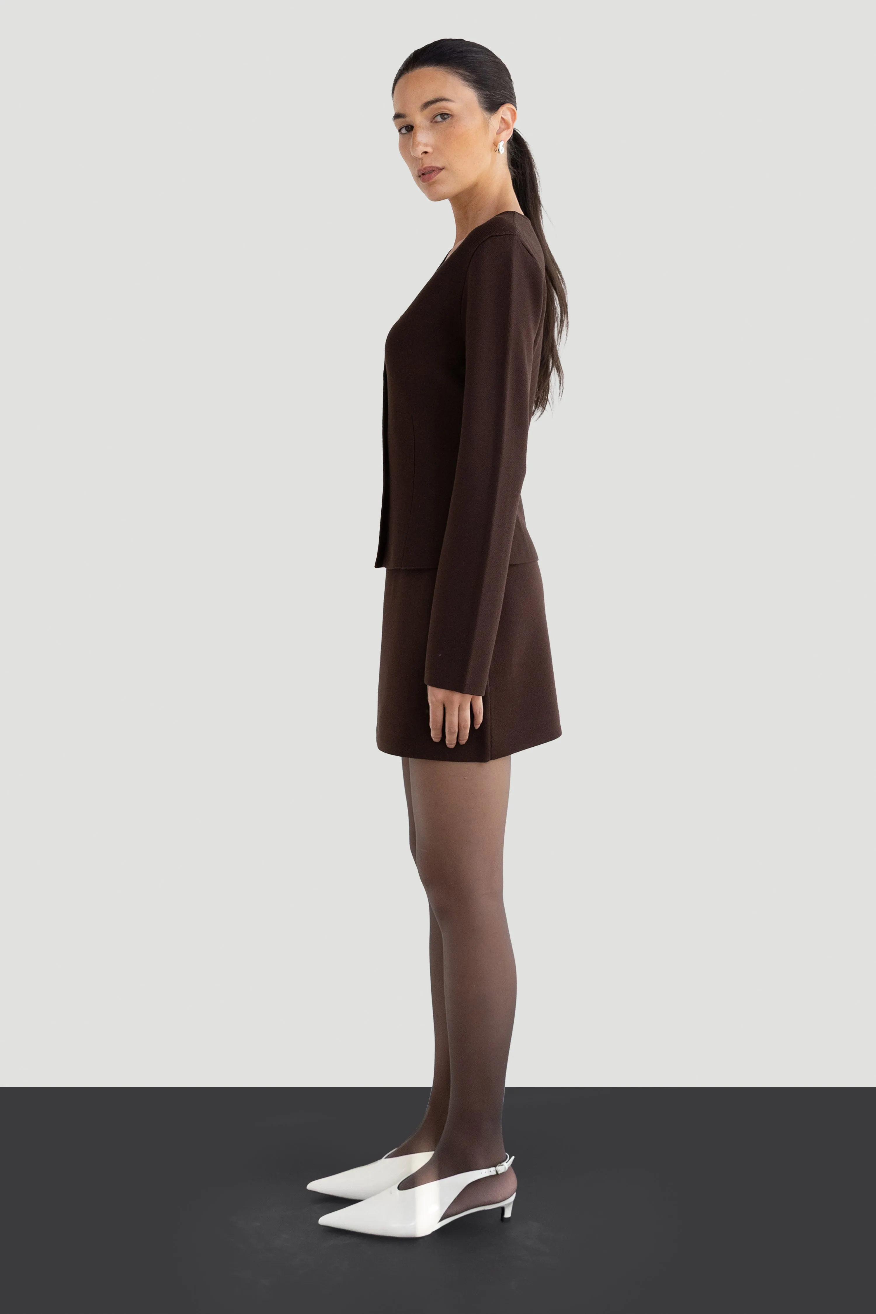 BUTTON FRONT PEPLUM SWEATER sold by OAK AND FORT product image thumbnail 3