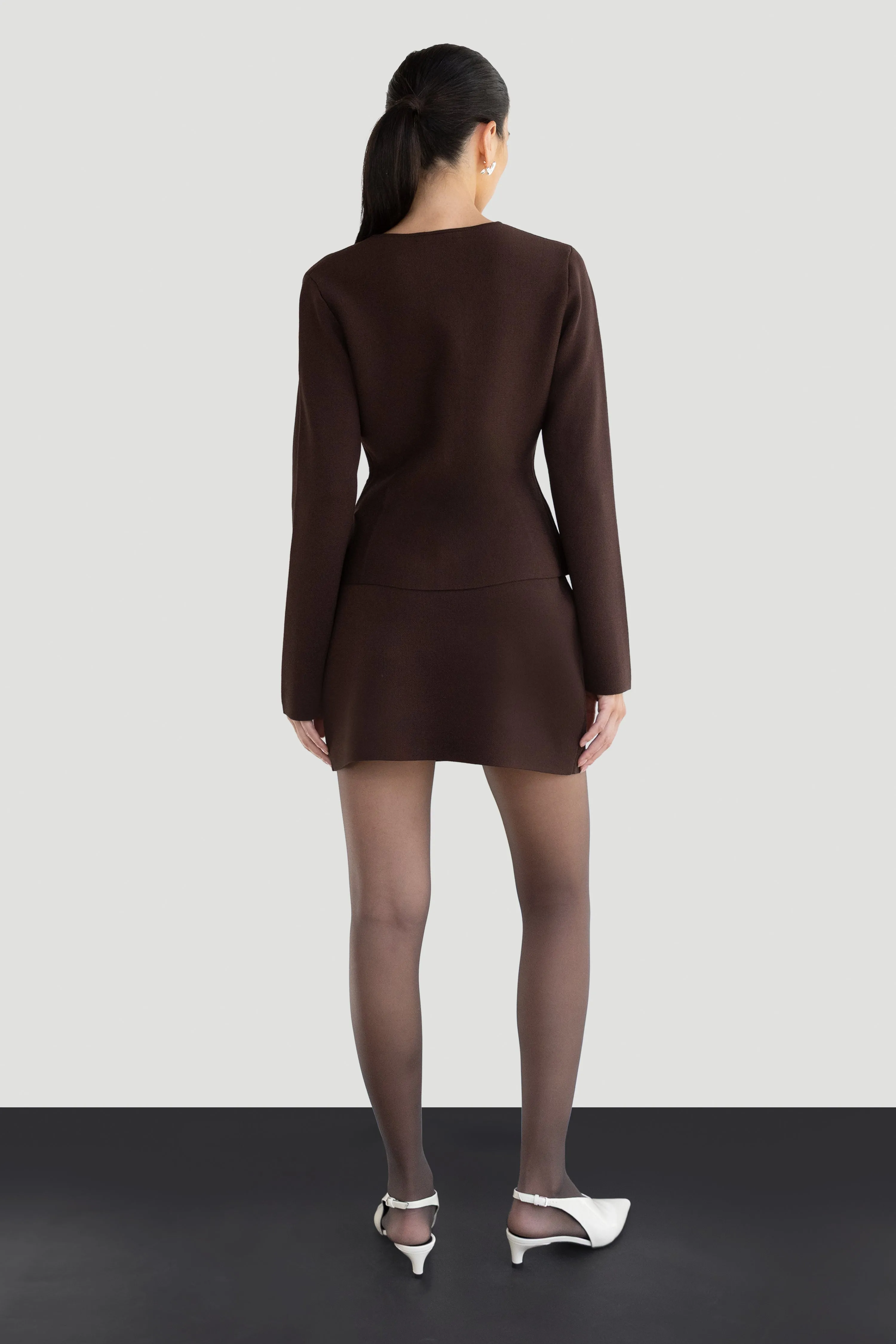 BUTTON FRONT PEPLUM SWEATER sold by OAK AND FORT product image thumbnail 4