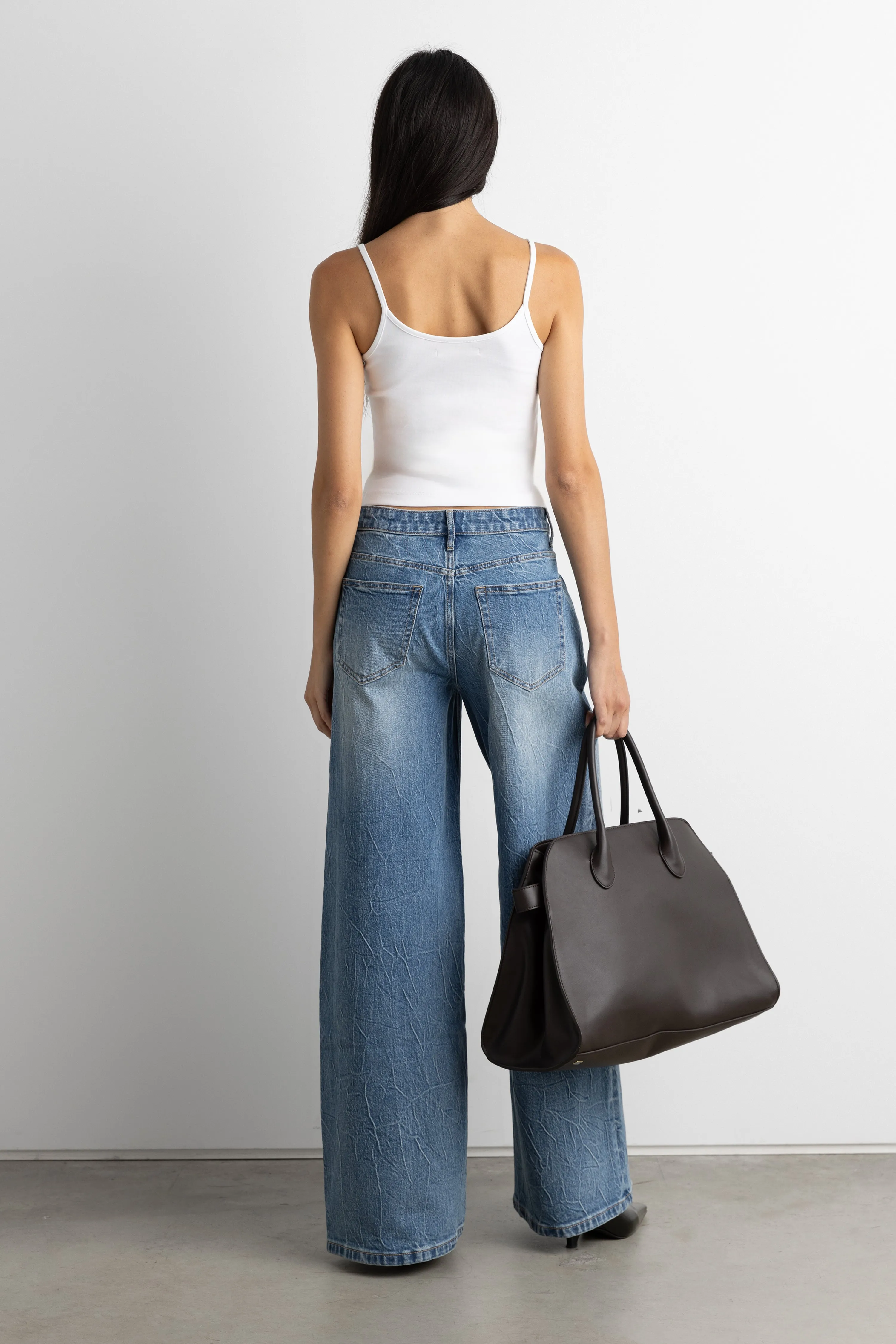 CREASED EFFECT WIDE LEG JEAN sold by OAK AND FORT product image thumbnail 4