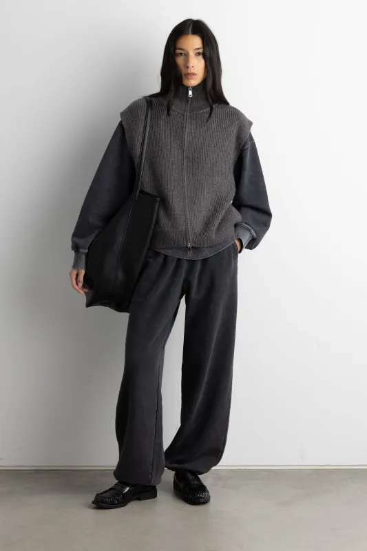 RIBBED KNIT MOCK NECK ZIP-UP SWEATER VEST sold by OAK AND FORT