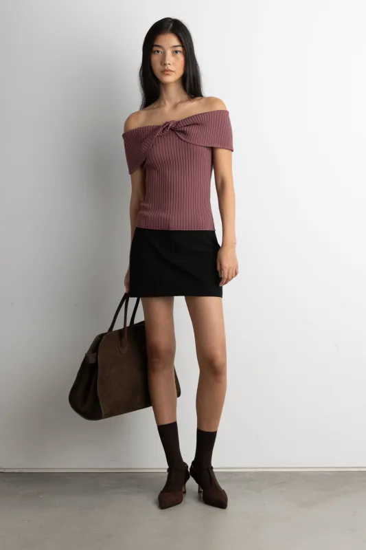RIBBED TWIST OFF THE SHOULDER TOP sold by OAK AND FORT
