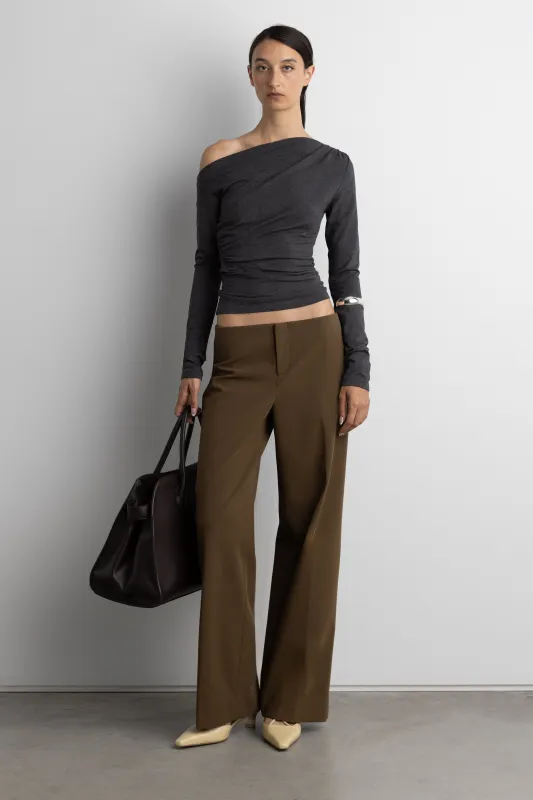 RUCHED ASYMMETRICAL LONG SLEEVE TOP sold by OAK AND FORT