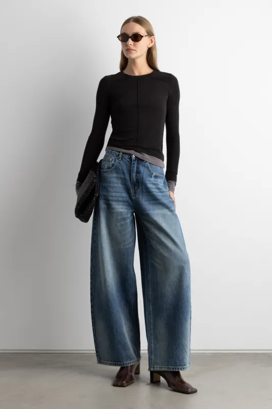 LAYERED EFFECT LONG SLEEVE TOP sold by OAK AND FORT