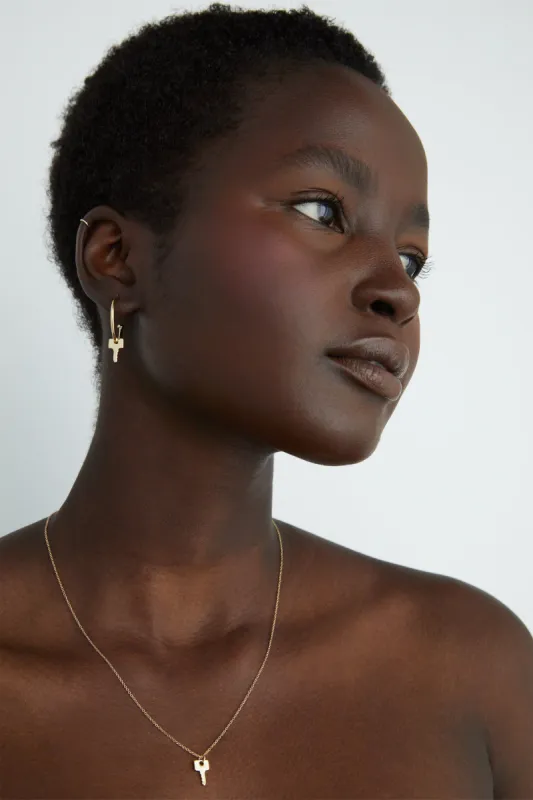 KEY CHARM HOOP EARRING sold by OAK AND FORT