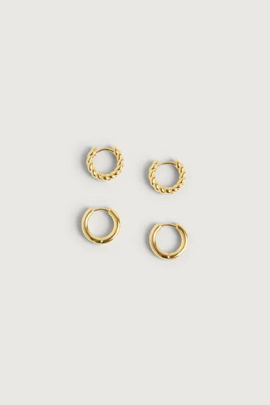 TWISTED AND CLASSIC HOOP EARRING SET sold by OAK AND FORT