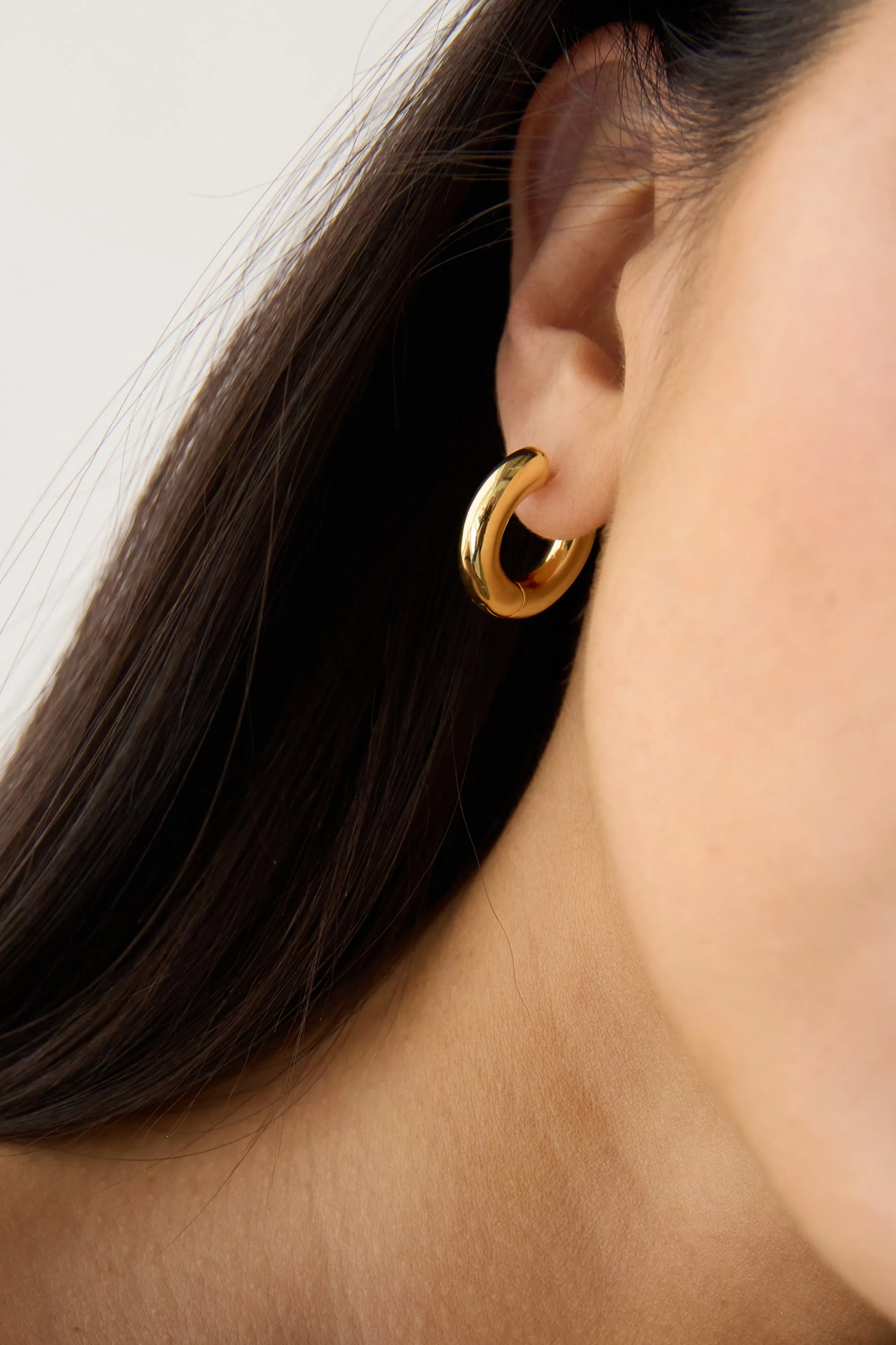 MINIMAL HUGGIE HOOP EARRINGS sold by OAK AND FORT product image thumbnail 2