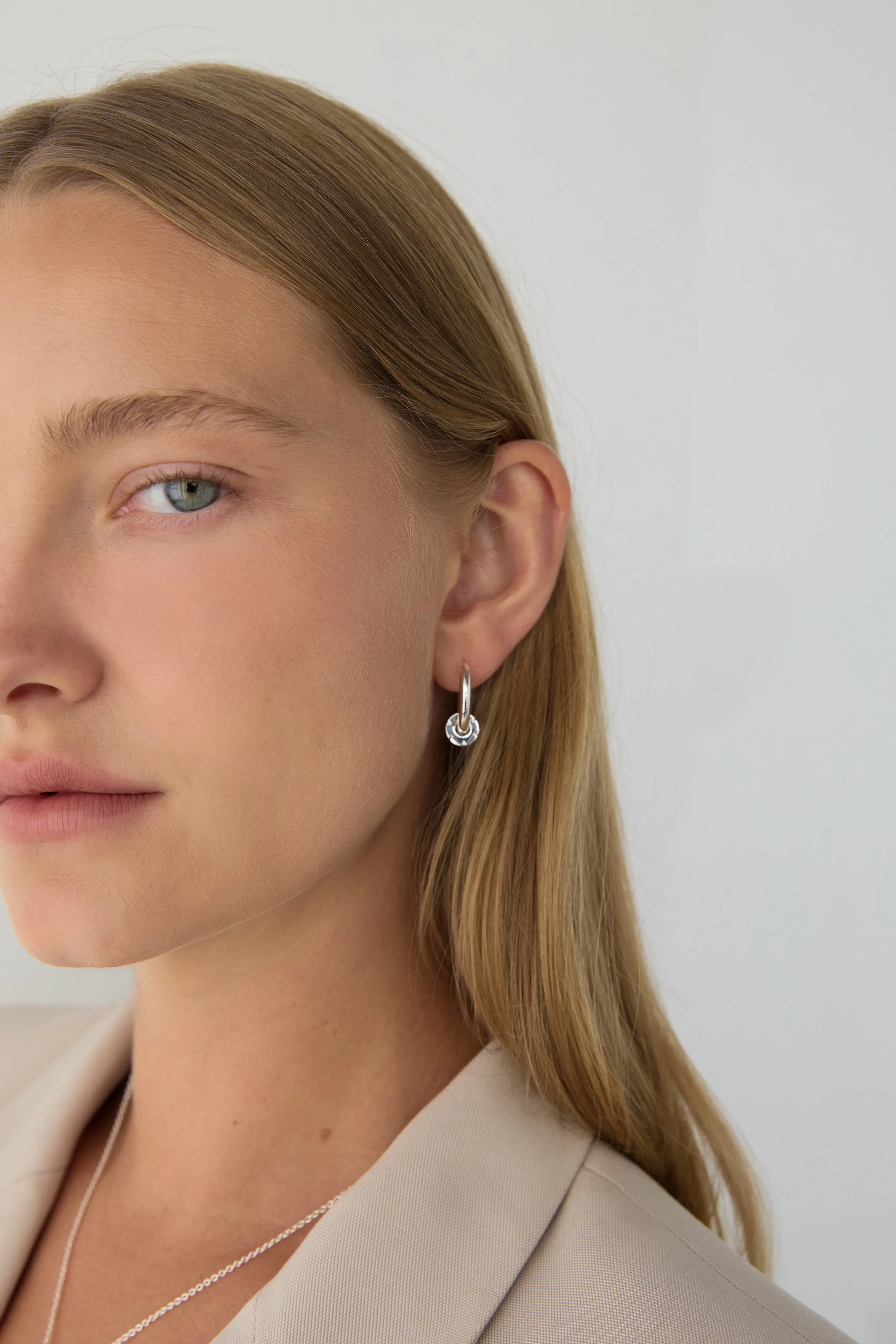 MINIMAL GEM HOOP EARRINGS sold by OAK AND FORT product image thumbnail 2