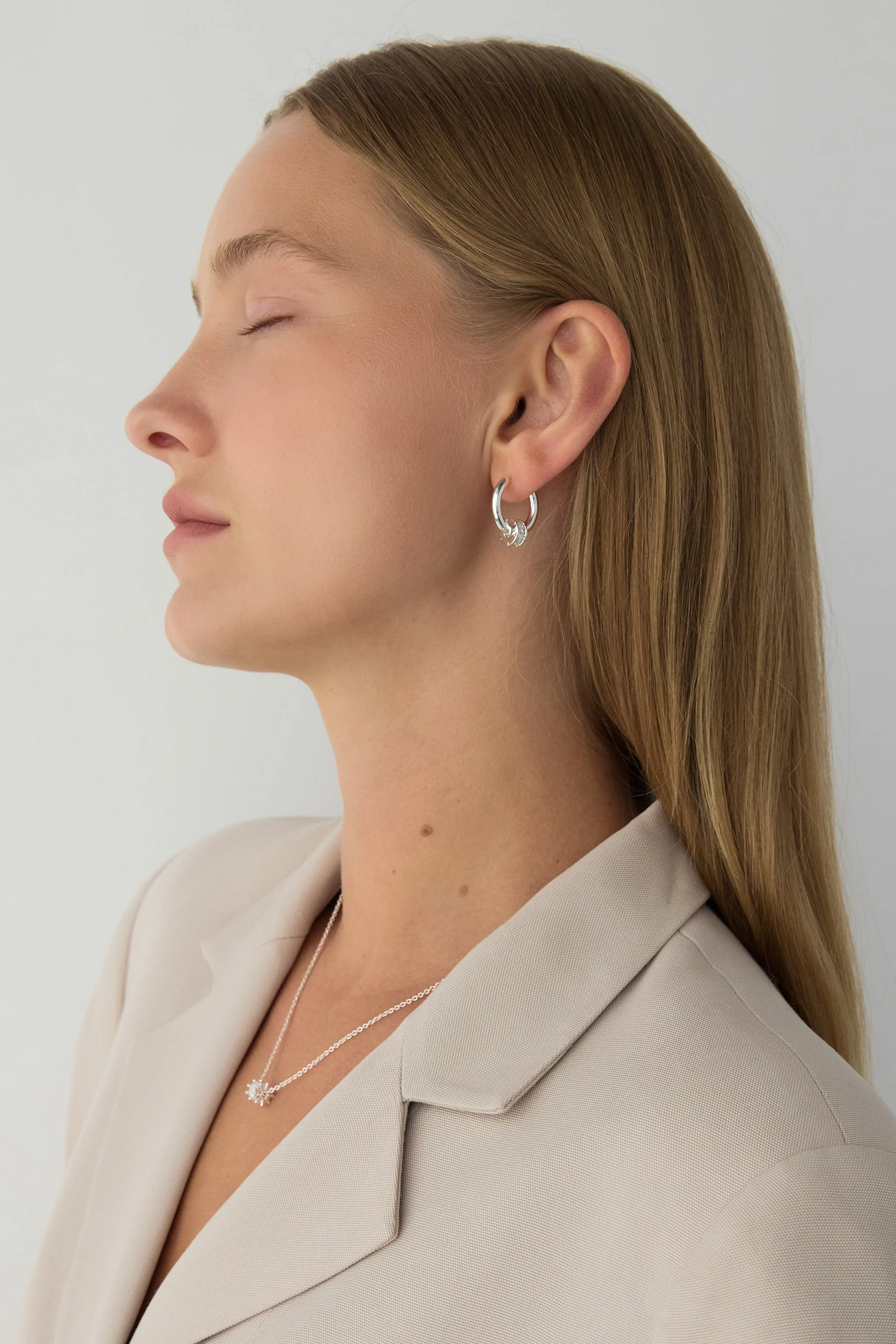 MINIMAL GEM HOOP EARRINGS sold by OAK AND FORT product image thumbnail 3