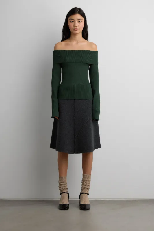 RIBBED OFF THE SHOULDER SWEATER sold by OAK AND FORT